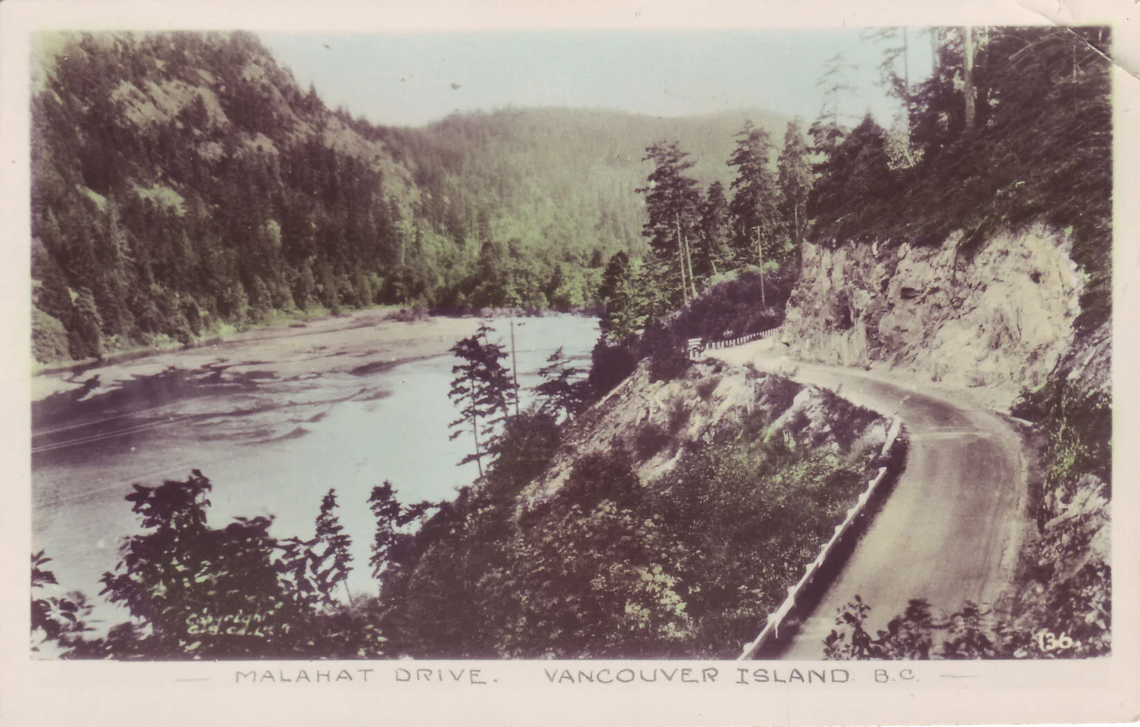 A shot of the Malahat in the 1920s when Johnson and another gang member had to plead with a road foreman to let them through because of a sick sister in Nanaimo. They were actually on their way to meet up with the rest of the gang who'd already arri…