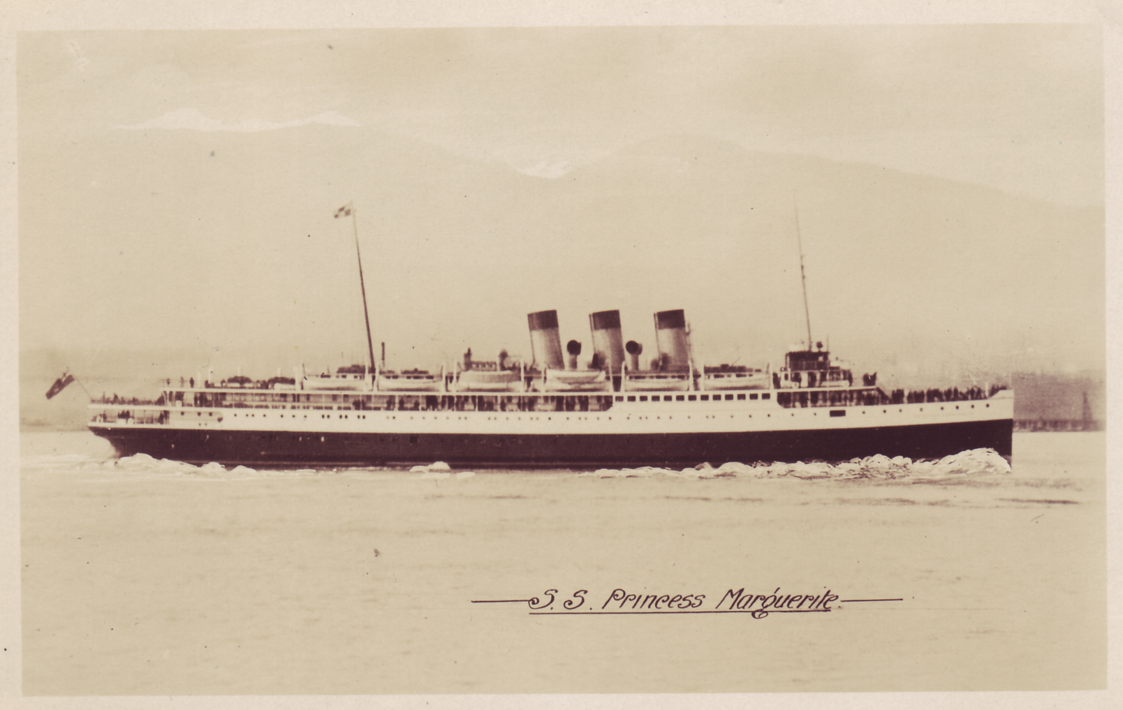 The S.S. Princess Marguerite in her heyday as a coastal passenger liner.--Author's Collection