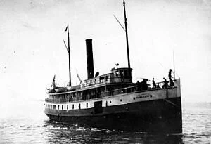 The small passenger liner Clallam was only six months old when she was lost with great loss of life in January 1904.—Wikipedia photo