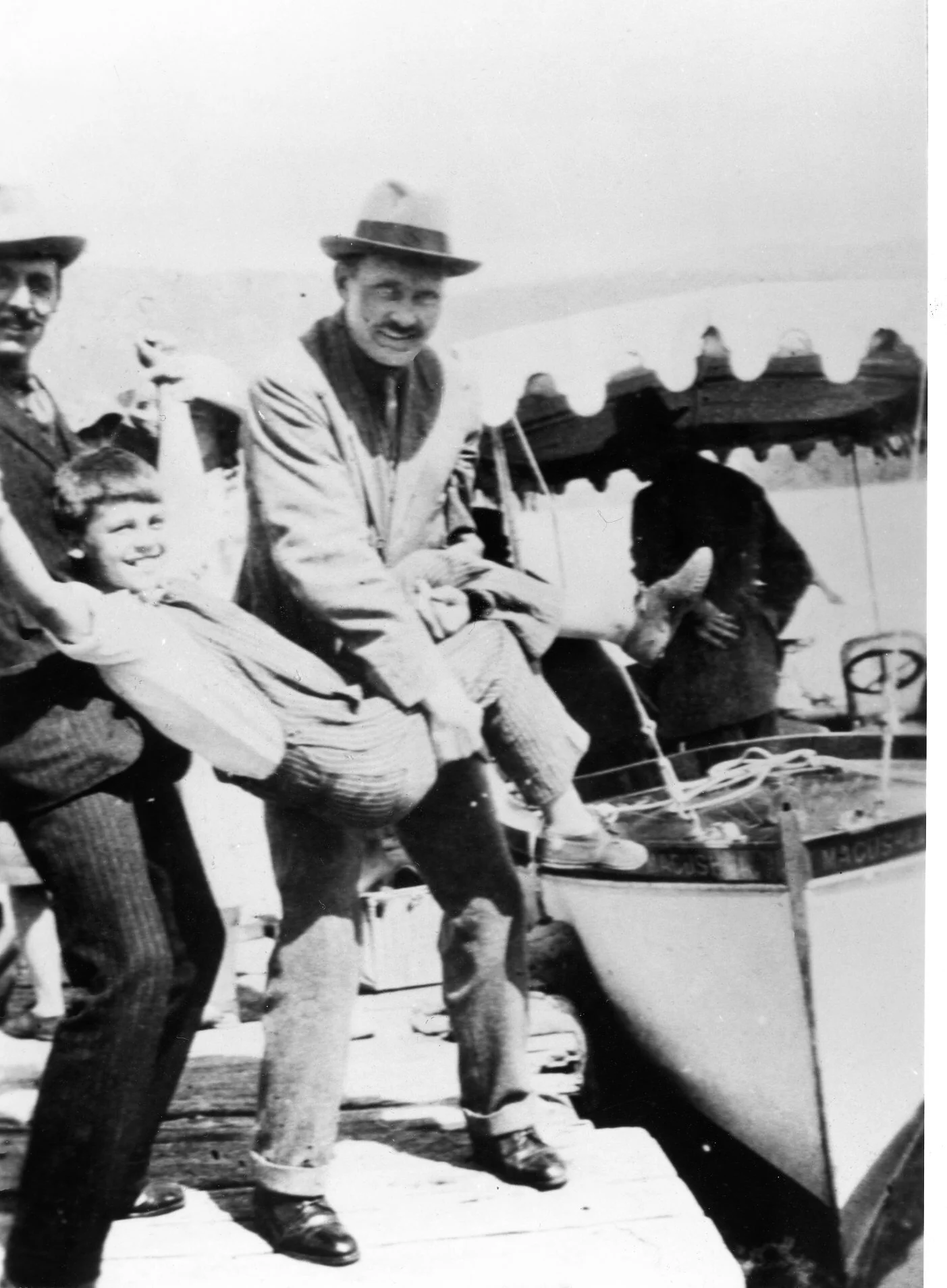 HRH Prince Arthur, Duke of Connaught, pretends to throw a recovered Tony off the Ashburnham’s dock. —Kaatza Museum photo.