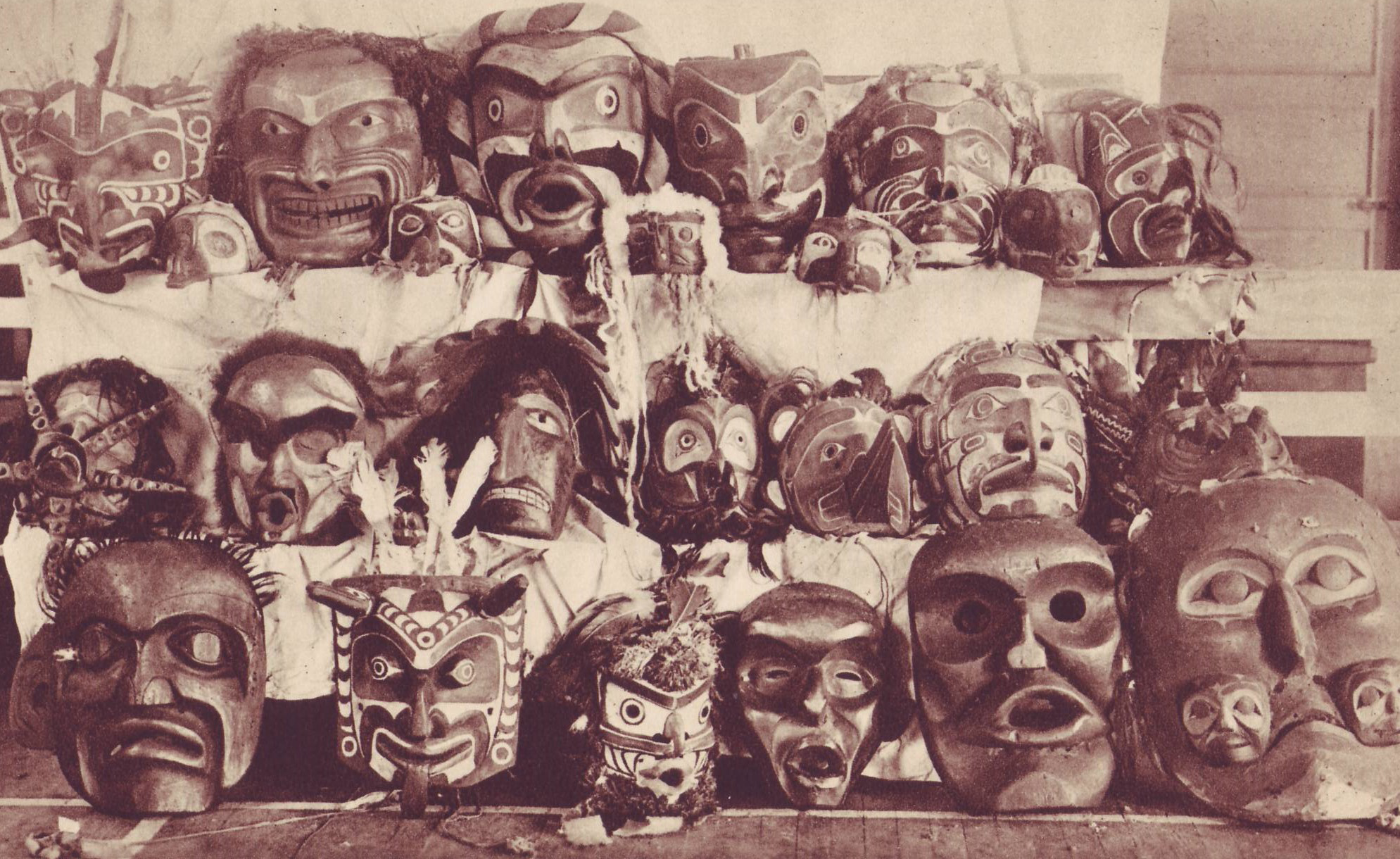 Sold to museums and collectors for bargain prices, these masks would be considered priceless today. —W.M. Hallliday photo.