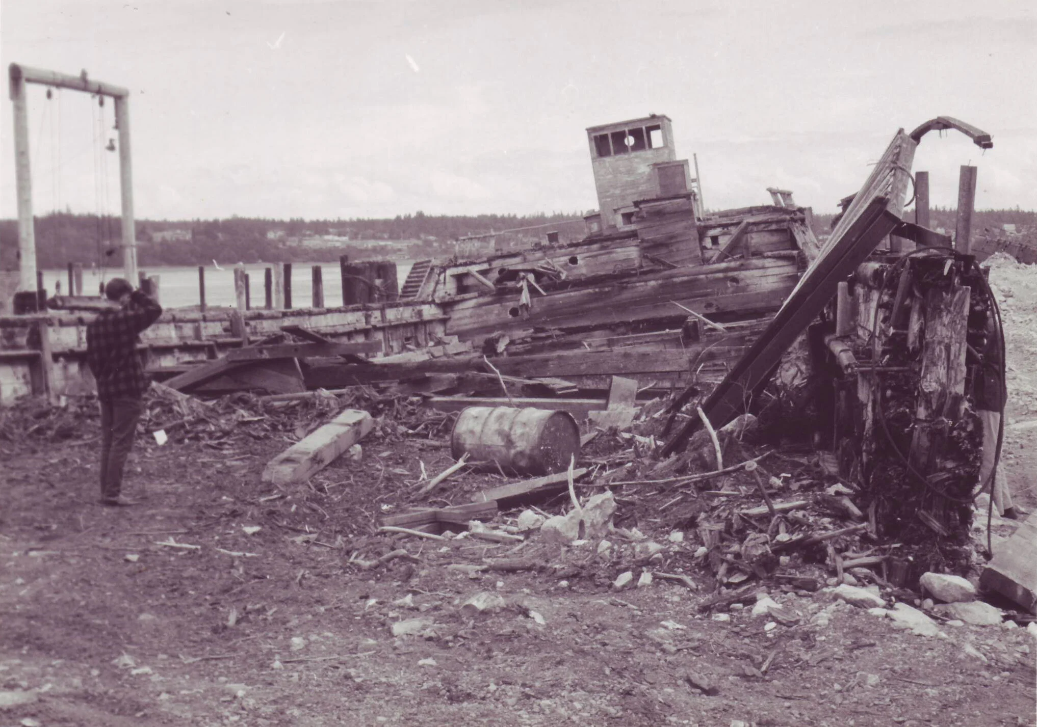Two views of the Forest Friend, from deck level and from her pilothouse (below). —Author’s Collection