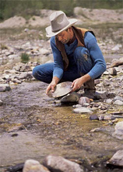 Most people treat gold panning is a hobby. For the prospectors of old, like Volcanic Brown, it was their livelihood. — https://www.bcplacer.com/gold_prospecting_in_bc.htm