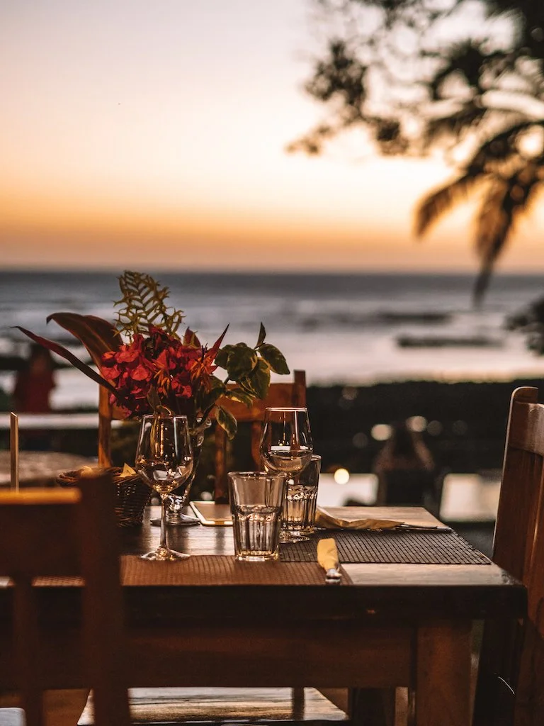 sunset dinner table view panama surf yoga camp.jpg