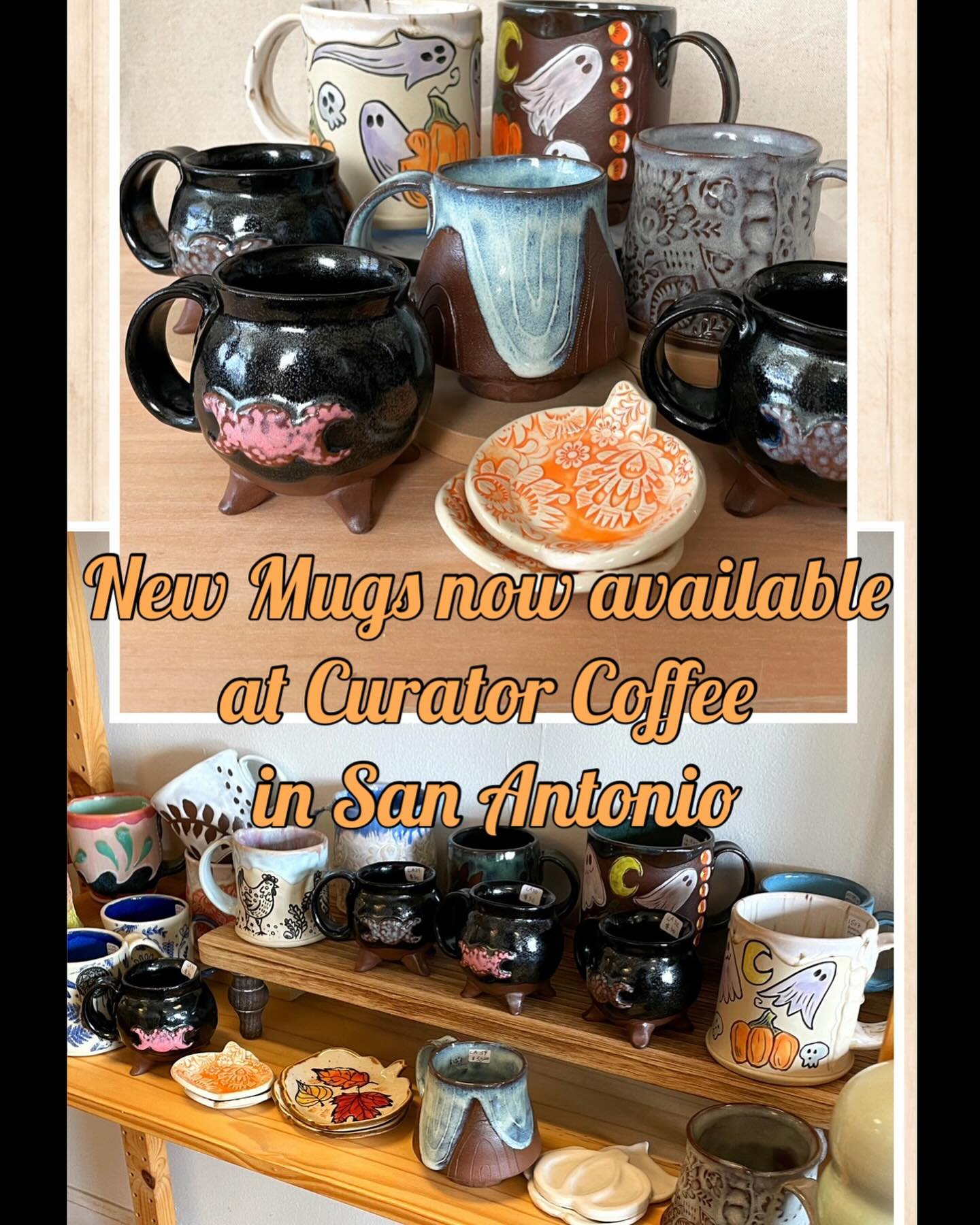 New mugs now available and just in time for the weekend!!!!! Check these out they are at my favorite coffee shop in SATX @curator_coffee !!! 

I&rsquo;m so thankful for the local support I have received here in San Antonio. Y&rsquo;all are keeping me