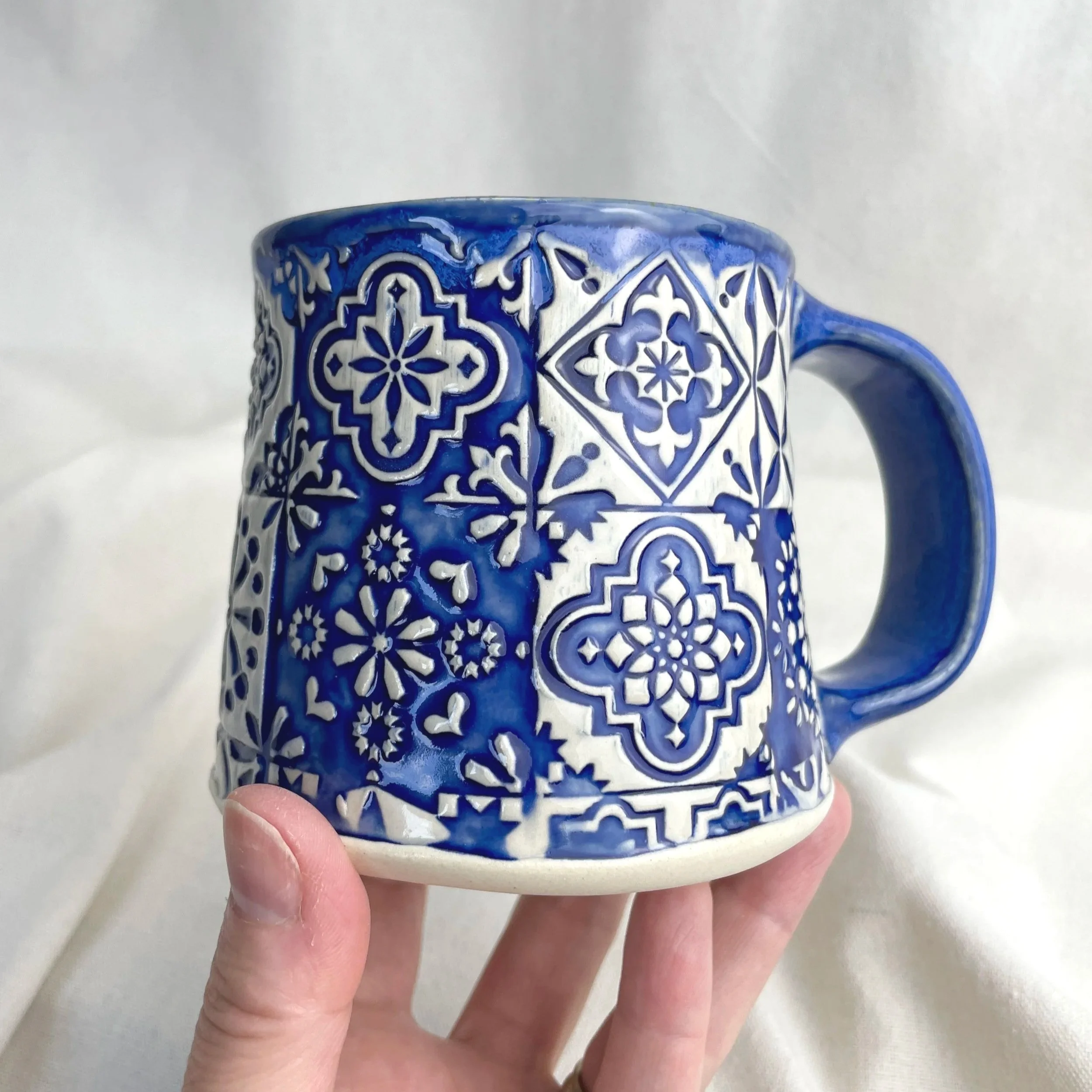 Spanish Tiles in Cobalt Blue  12 oz Handmade Pottery Mug