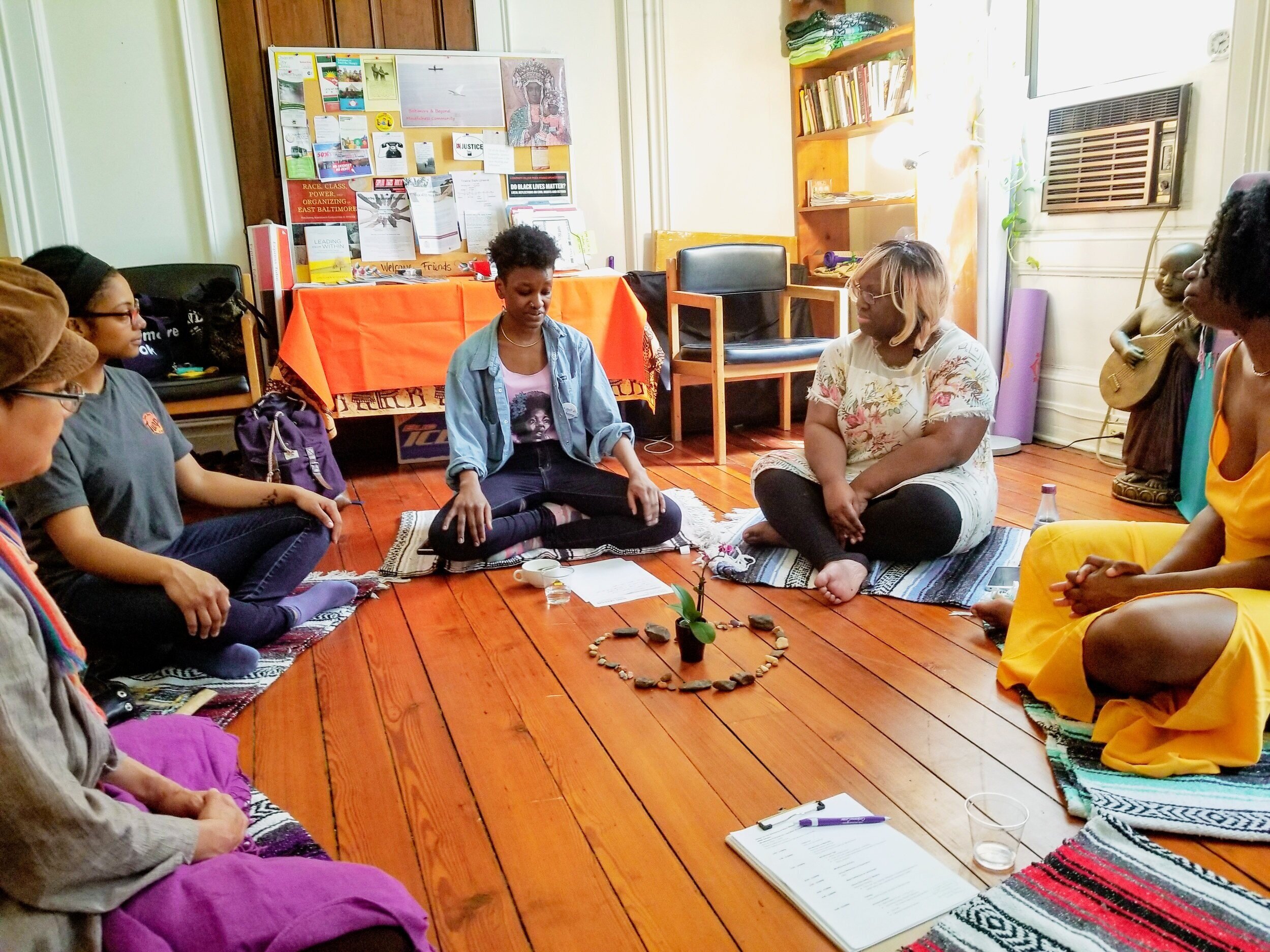 Cohort members in a creative resilience session with Baltimore &amp; Beyond Mindfulness Community.