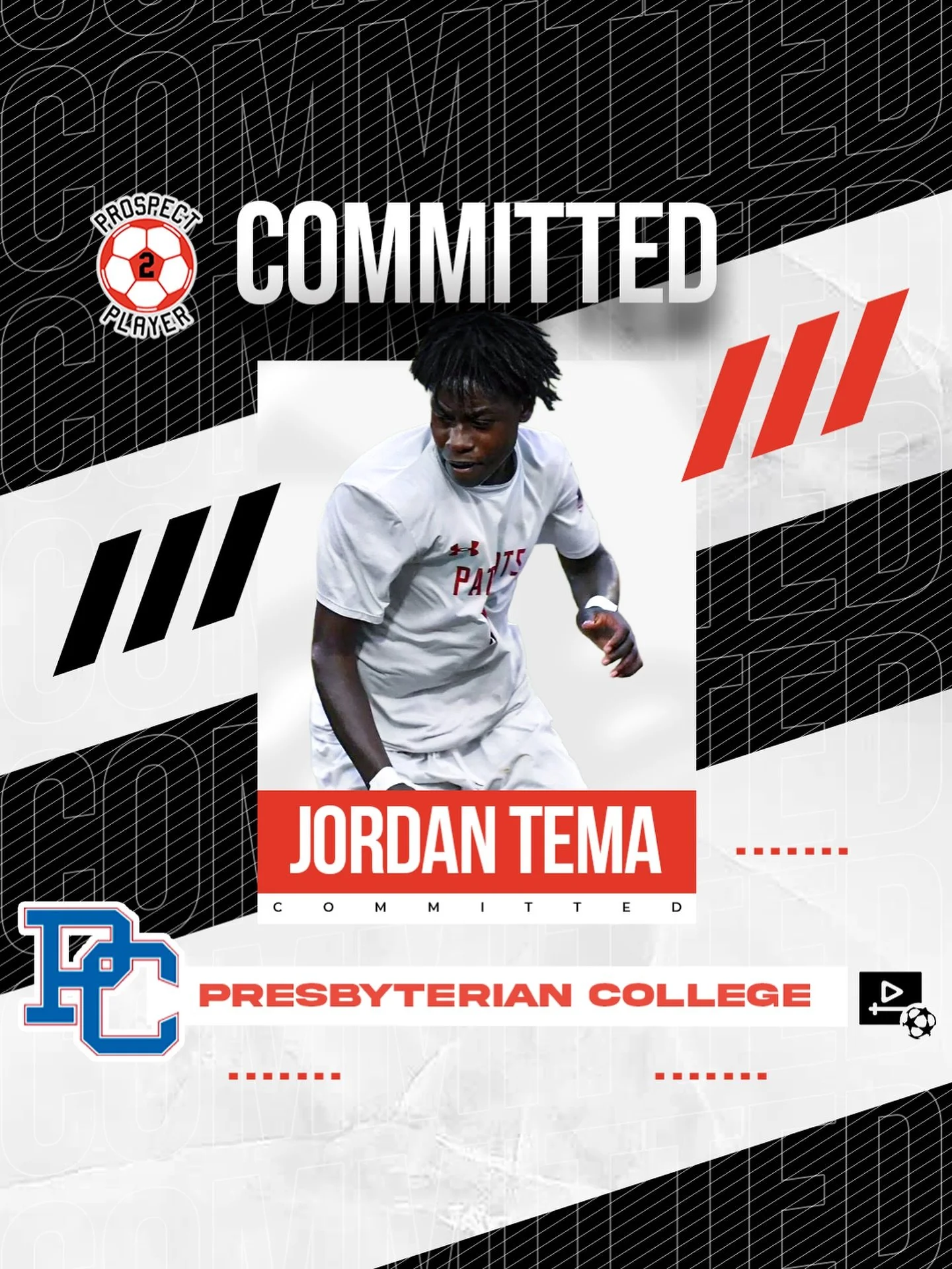 Congratulations to client Jordan Tema (@jordan.tema) on his commitment to NCAA D1 program Presbyterian College (@bluehosemsoc)

Jordan is a 6&rsquo;4 central defender from Maryland playing @mlsnext 

We are excited to follow your college career, Jord