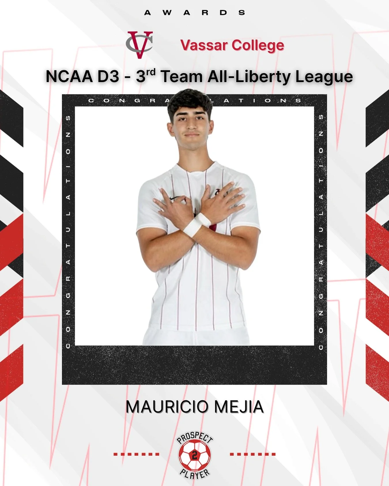 Congratulations to our midfielder @mauriciomejia10 on being named NCAA D3 @llathletics 3rd Team All-Conference🏅