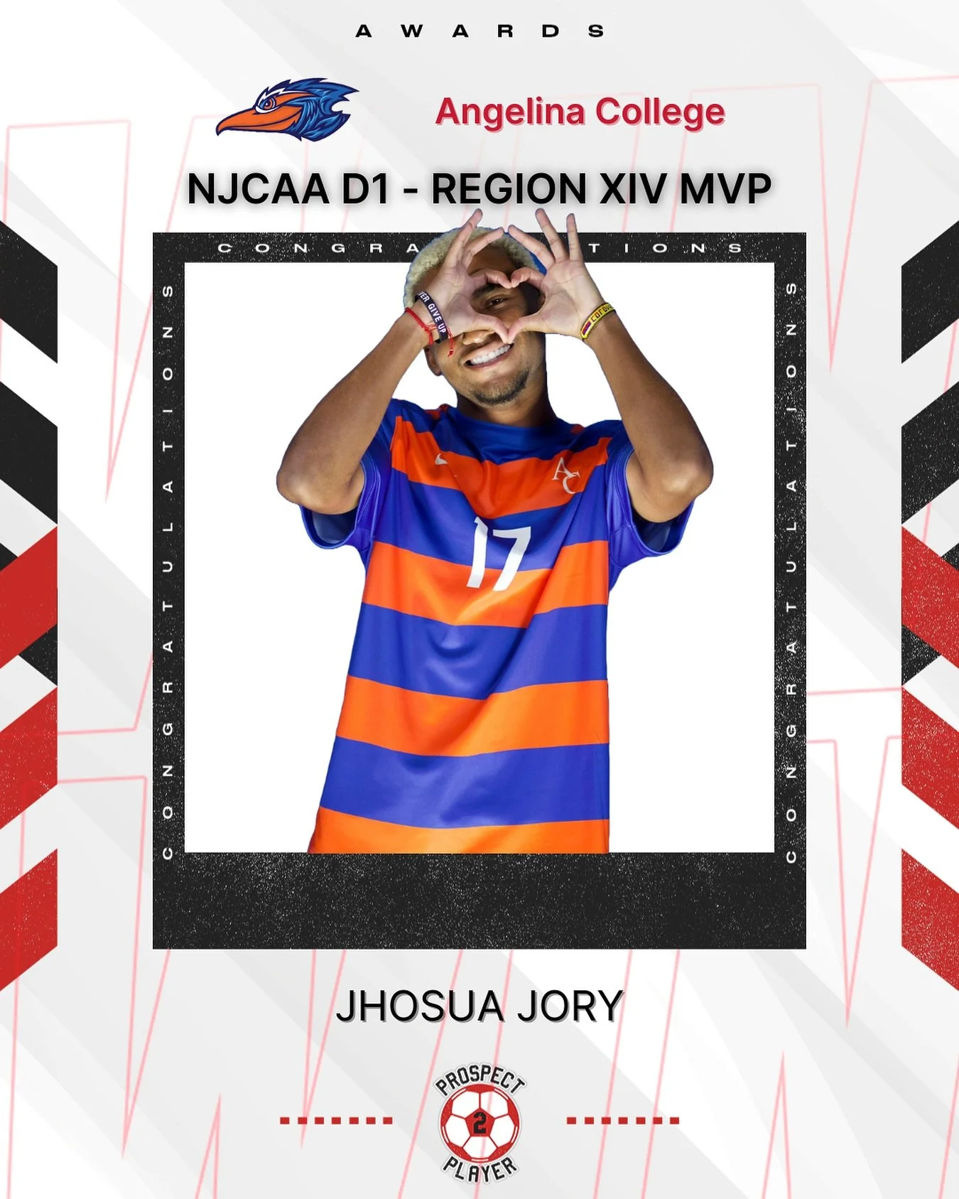 Congratulations to our freshman forward @jhosuajory on being named @njcaasoccer Region XIV MVP🏅