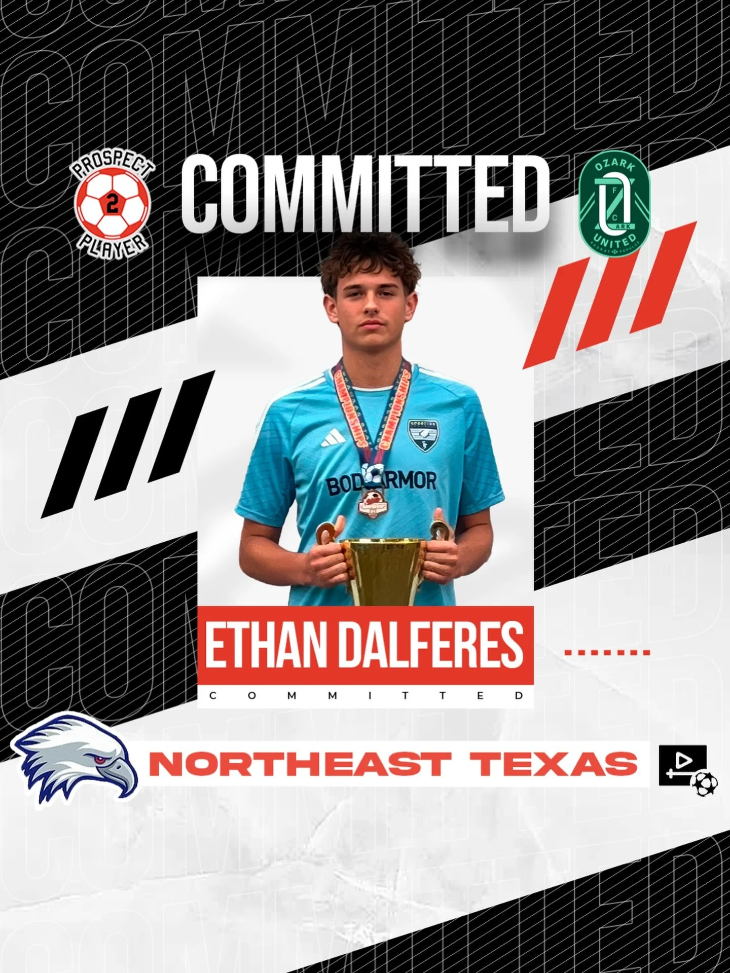 Congratulations to client Ethan Dalferes on his commitment to NJCAA program Northeast Texas (@ntcc_soccer)

Ethan is a 6&rsquo;4 central defender playing for @ozarkunitedfc in @mlsnext 

We are excited to follow your college career, Ethan ⚽️💪 

Inte