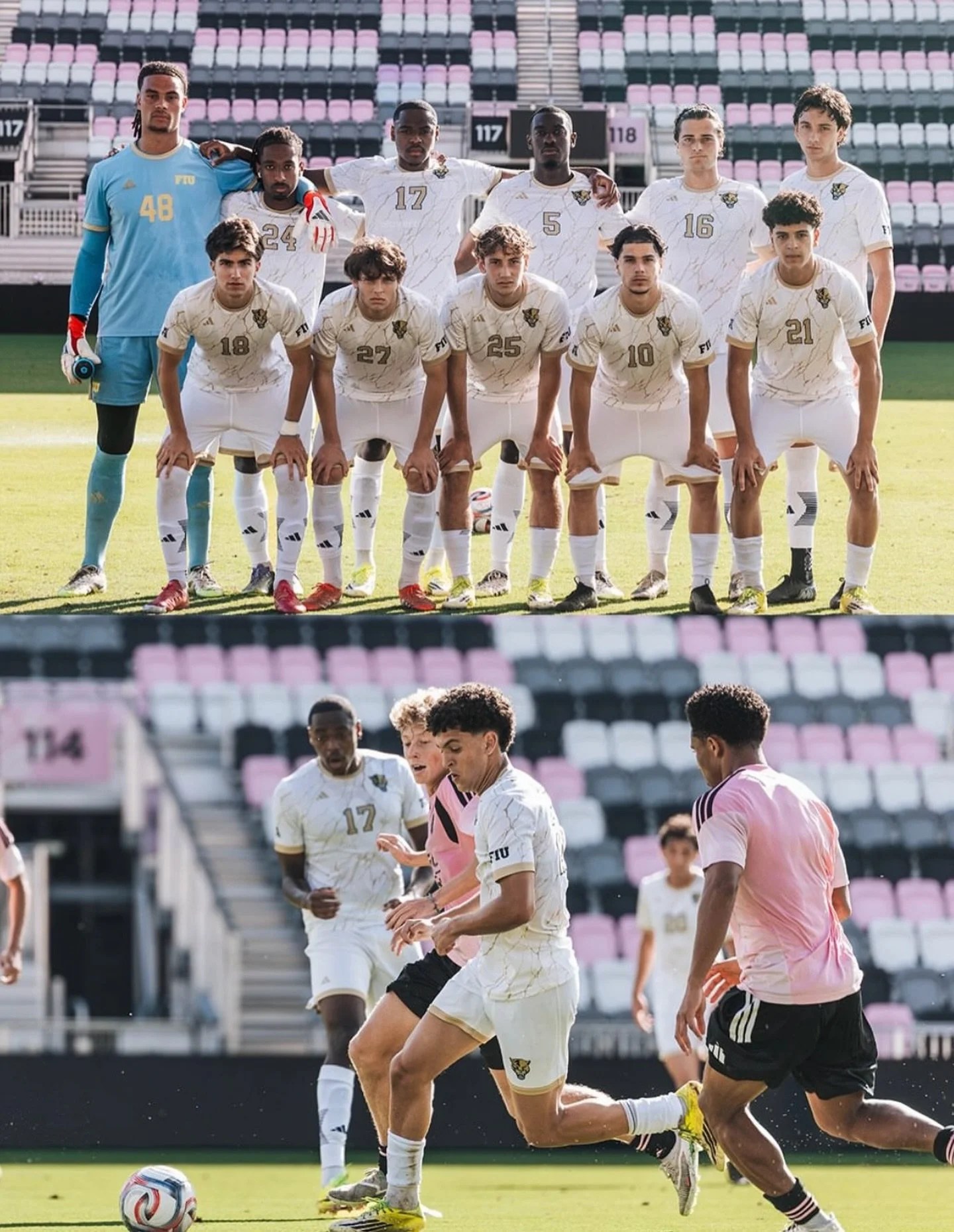 Client @jad.2005__ of @FIUMensSoccer matching up against @intermiamicfii ⚽️💪