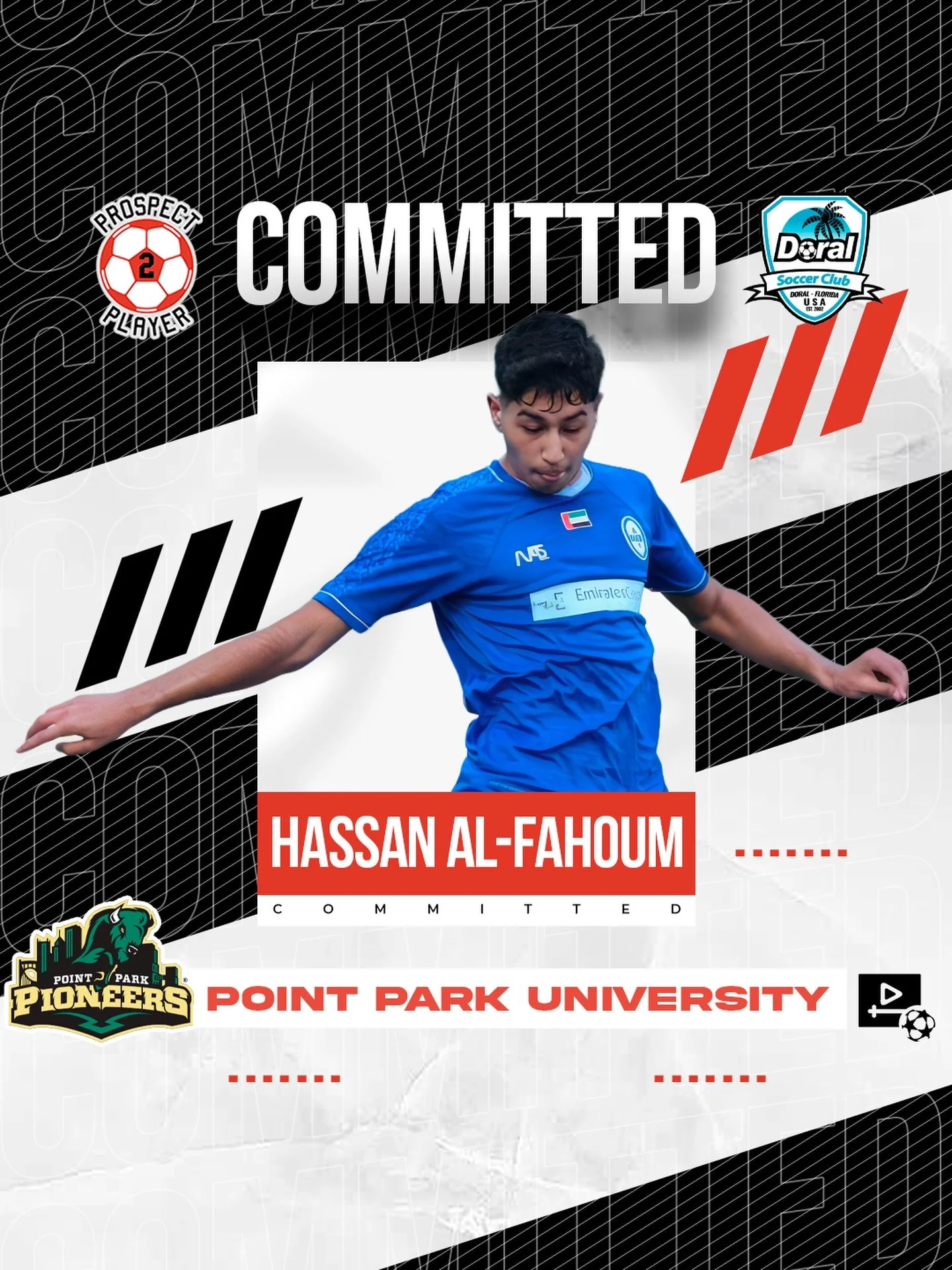 Congratulations to client Hassan Al-Fahoum (@hassanalfahoum) on his commitment to NCAA D2 program Point Park University (@pointparksports)

Hassan is a 6&rsquo;1 center forward from the Jordan 🇯🇴 U17 national team and @alnasr_sc. He also played for