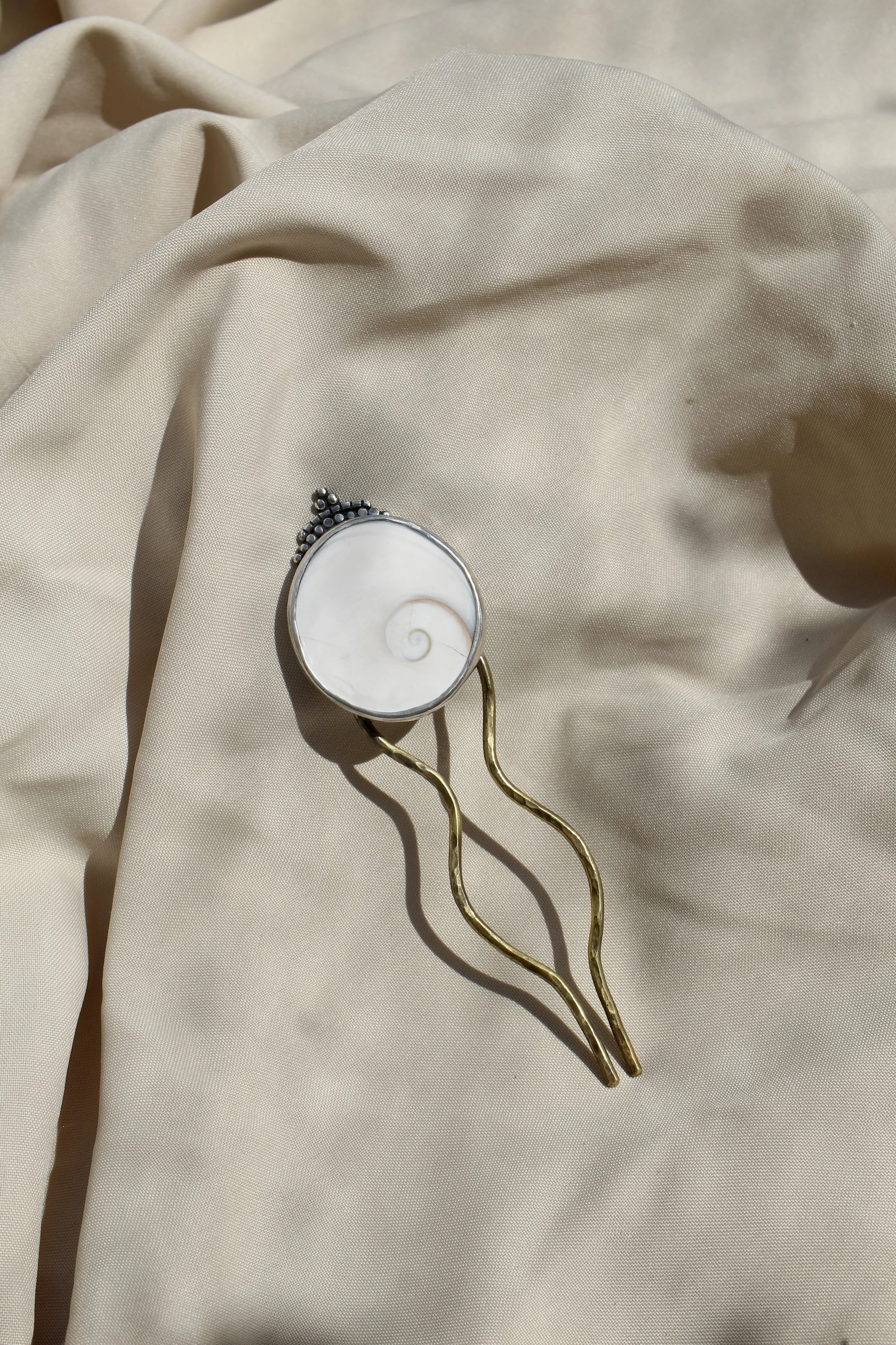 Shiva Shell Brass and Silver Hair fork