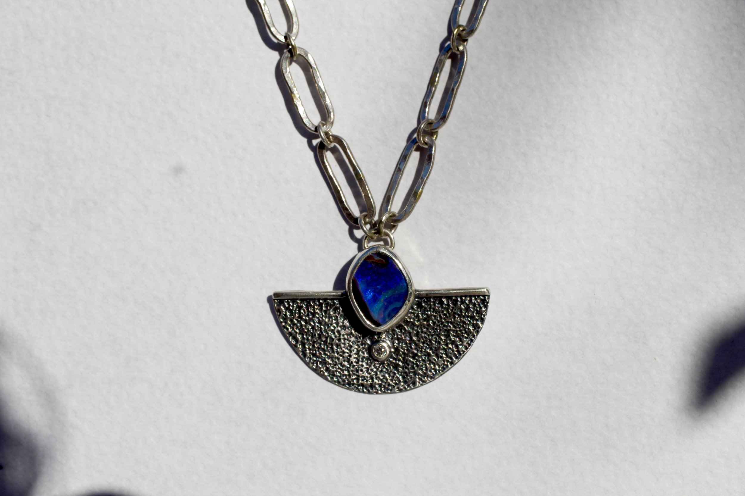Lunara | Australian Boulder Opal & Diamond Necklace