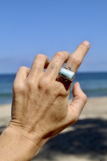 Larimar Luna Eclipse Ring - UK P / US 7.75