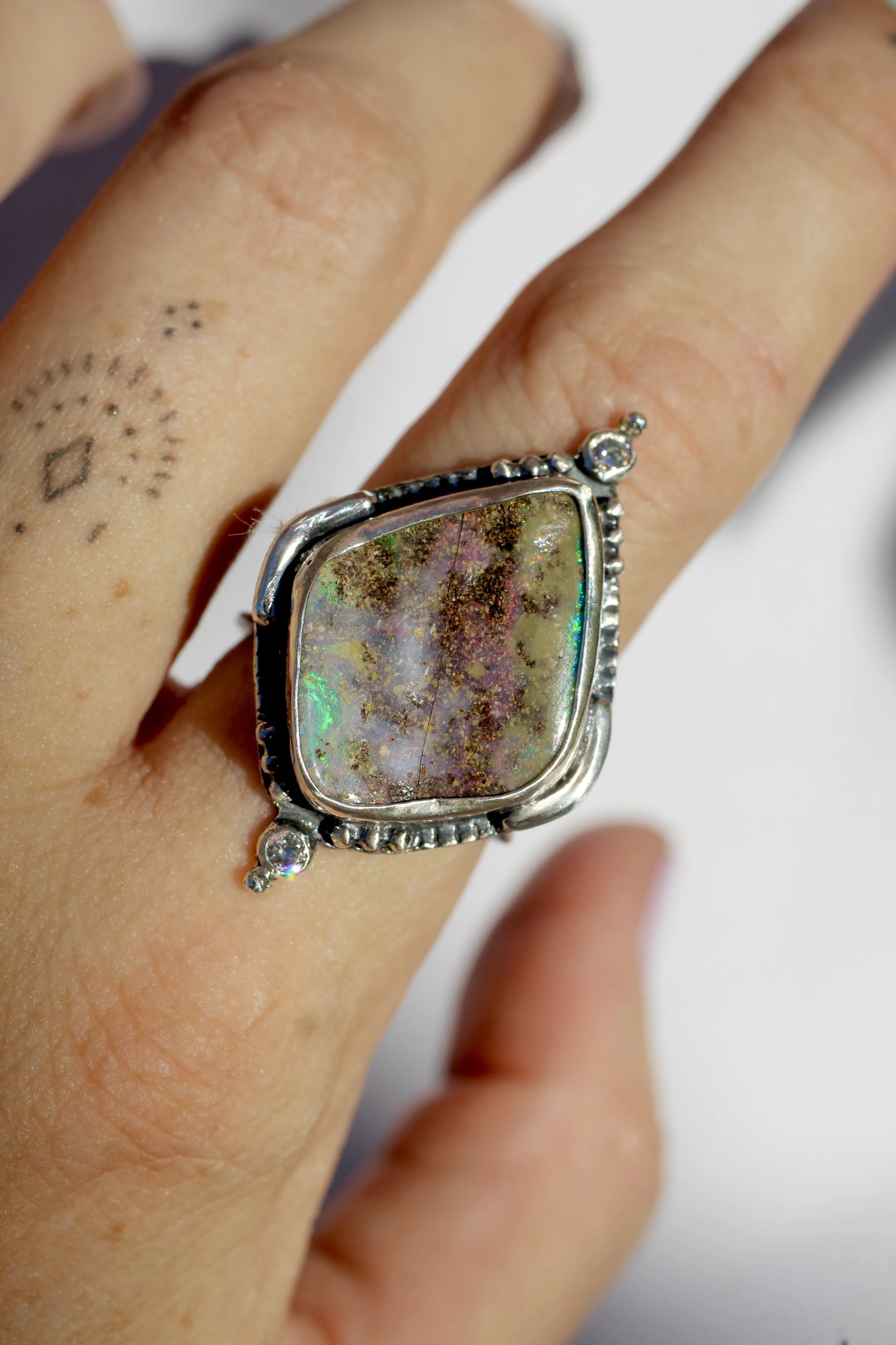 Aurelia | Australian Boulder Opal & Diamond Statement Ring