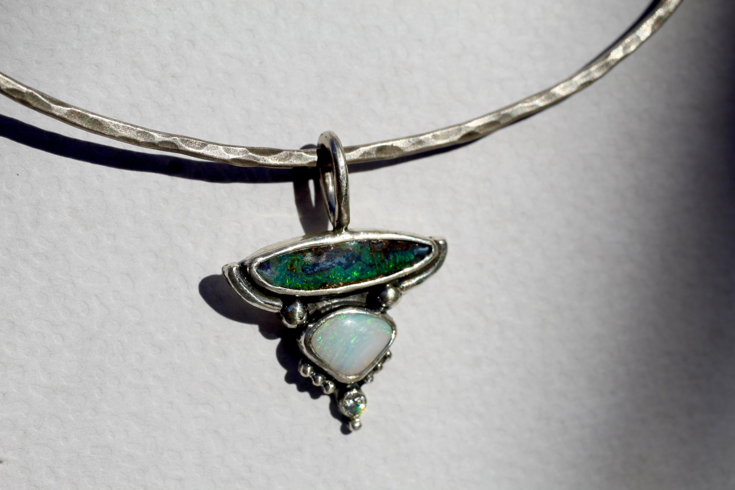Azaria | Australian Boulder Opal & Diamond Sterling Silver Choker
