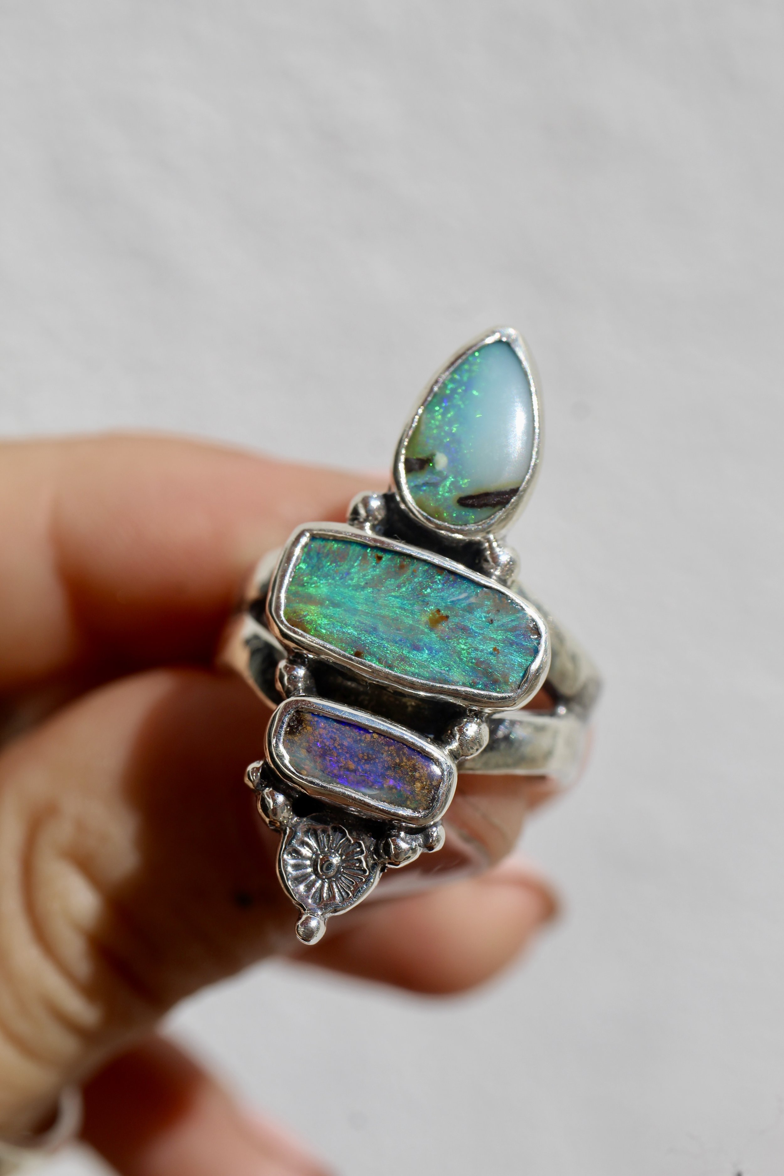 Sol Triple Opal Ring - UK P / US 7.75