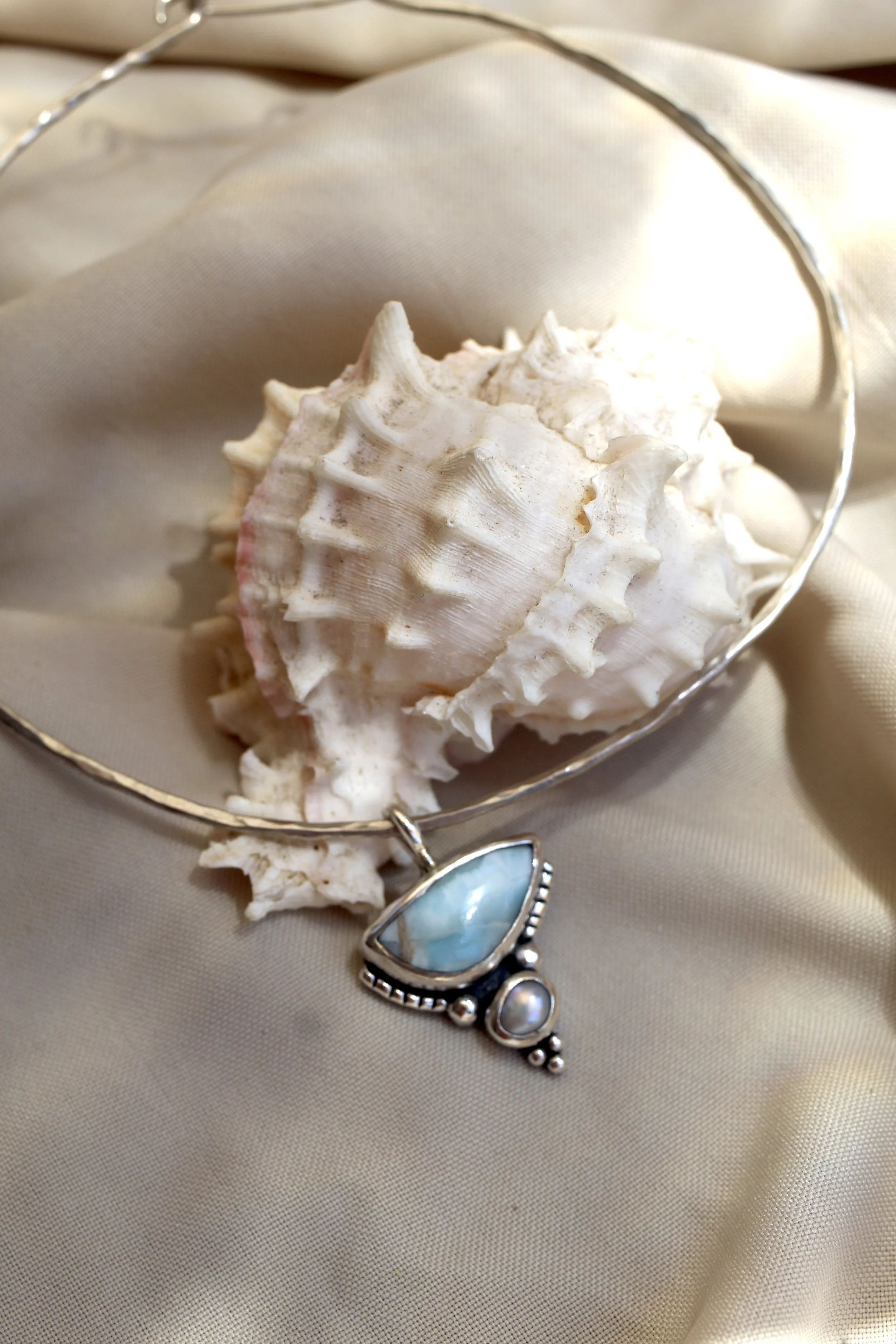 Azaria Larimar and Freshwater Pearl Pendant
