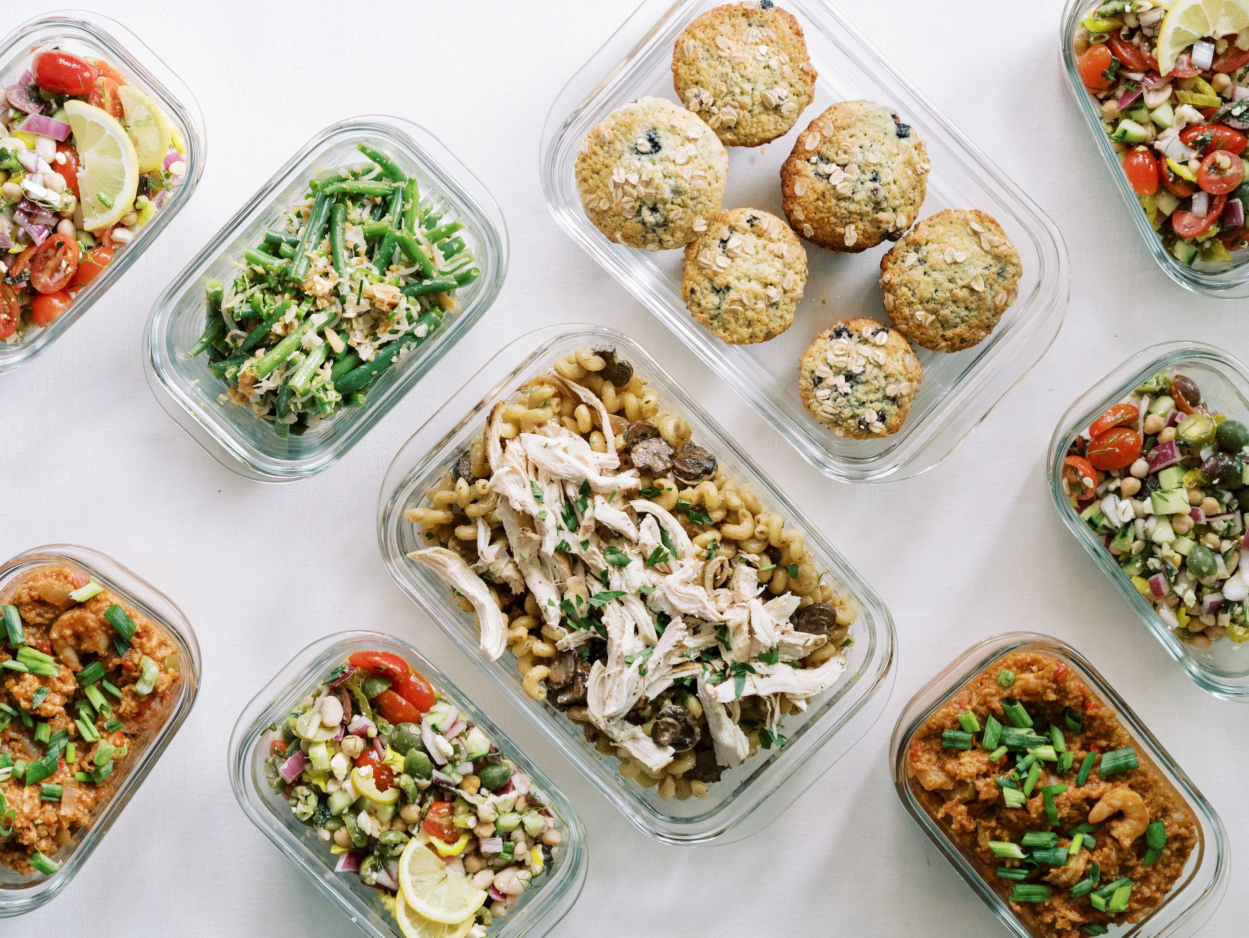 An array of healthy and delicious meal prepped food made by Table Culinary Solutions
