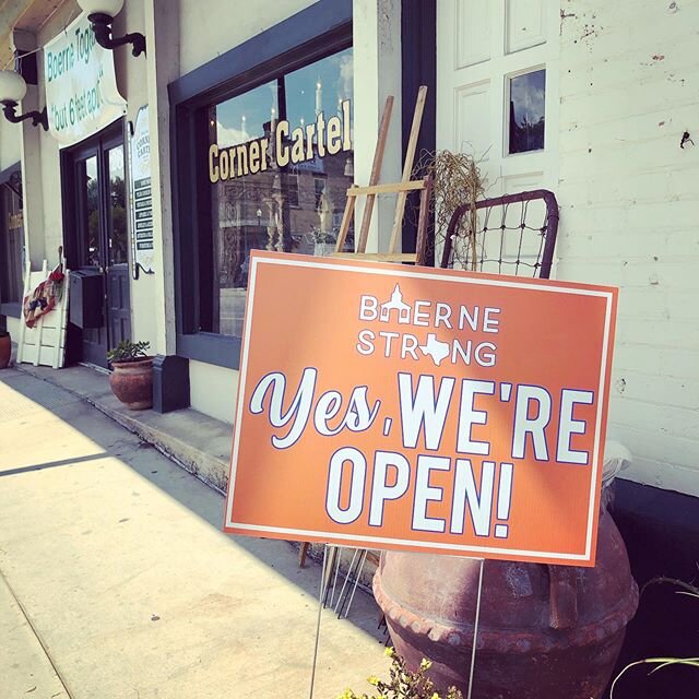 Happy Weekend! ☀️ Yes, we are open today from 10-6 PM and Sunday 12-5 PM! #boernestrong #hillcountrymile #shoplocal #supportourvendors #boernetexas #cornercartelboerne