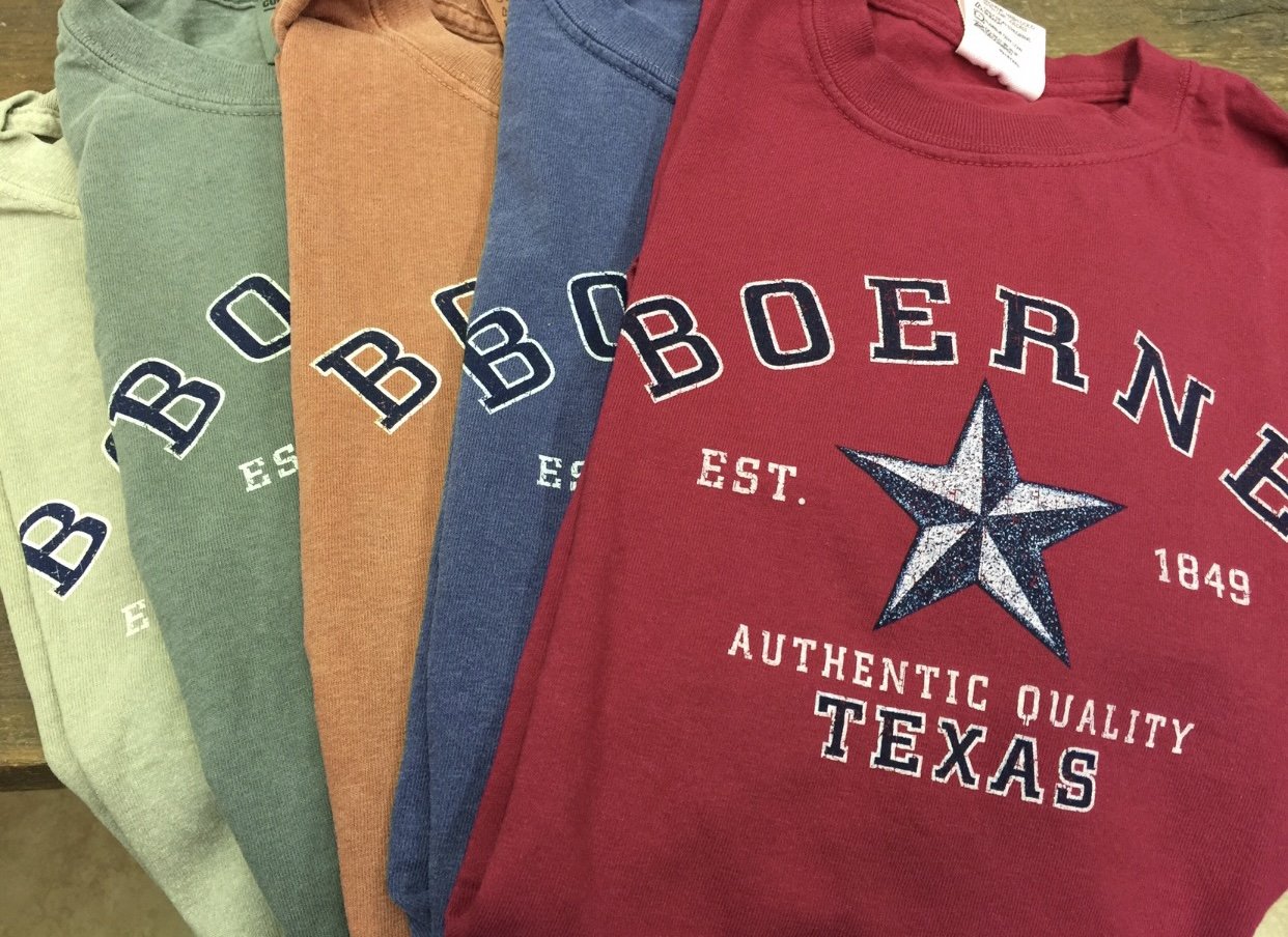 Boerne, Texas tee shirts available at Corner Cartel