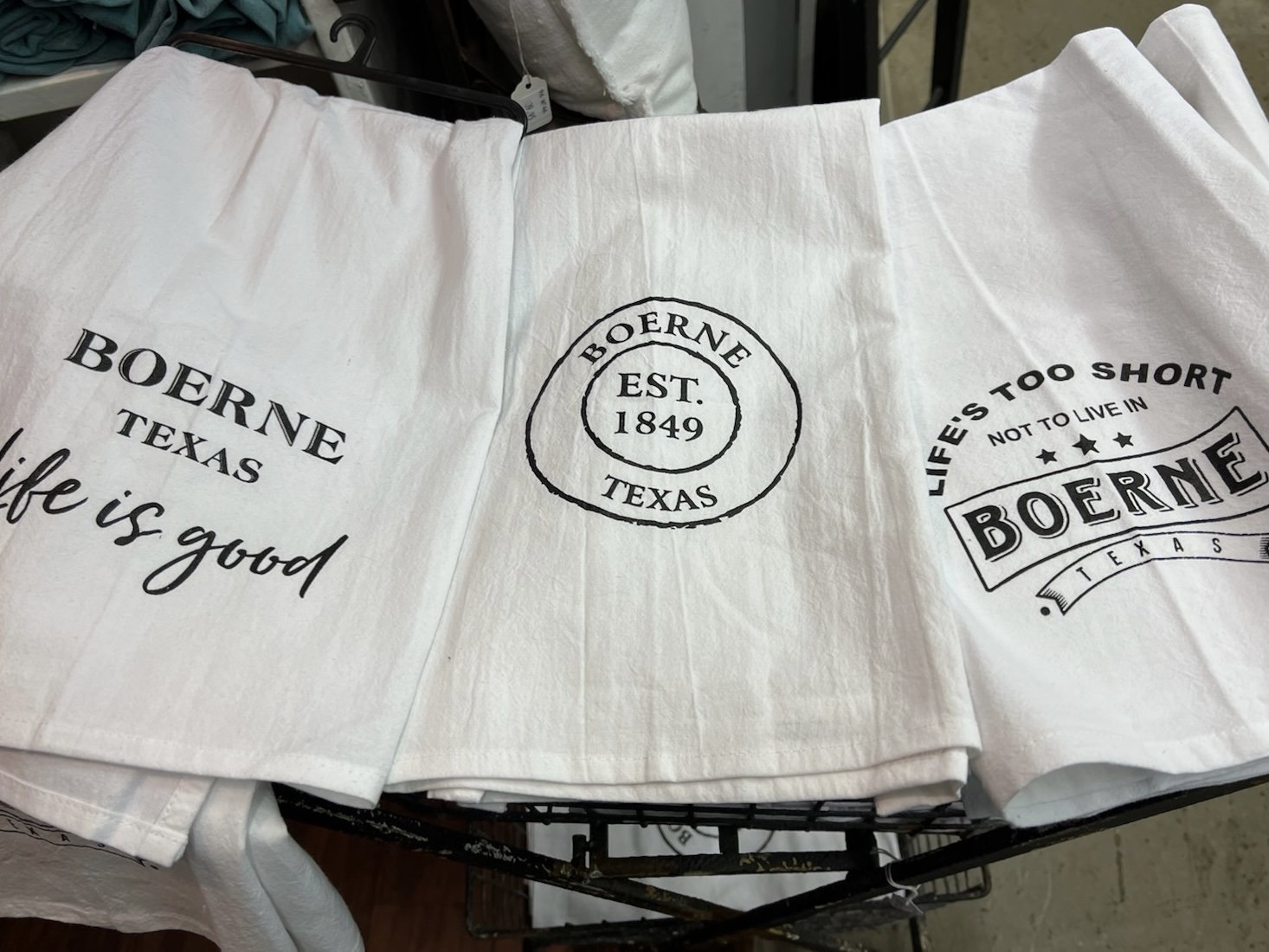 Boerne, Texas tea towels and home decor available at Corner Cartel | Boerne Main Street shopping
