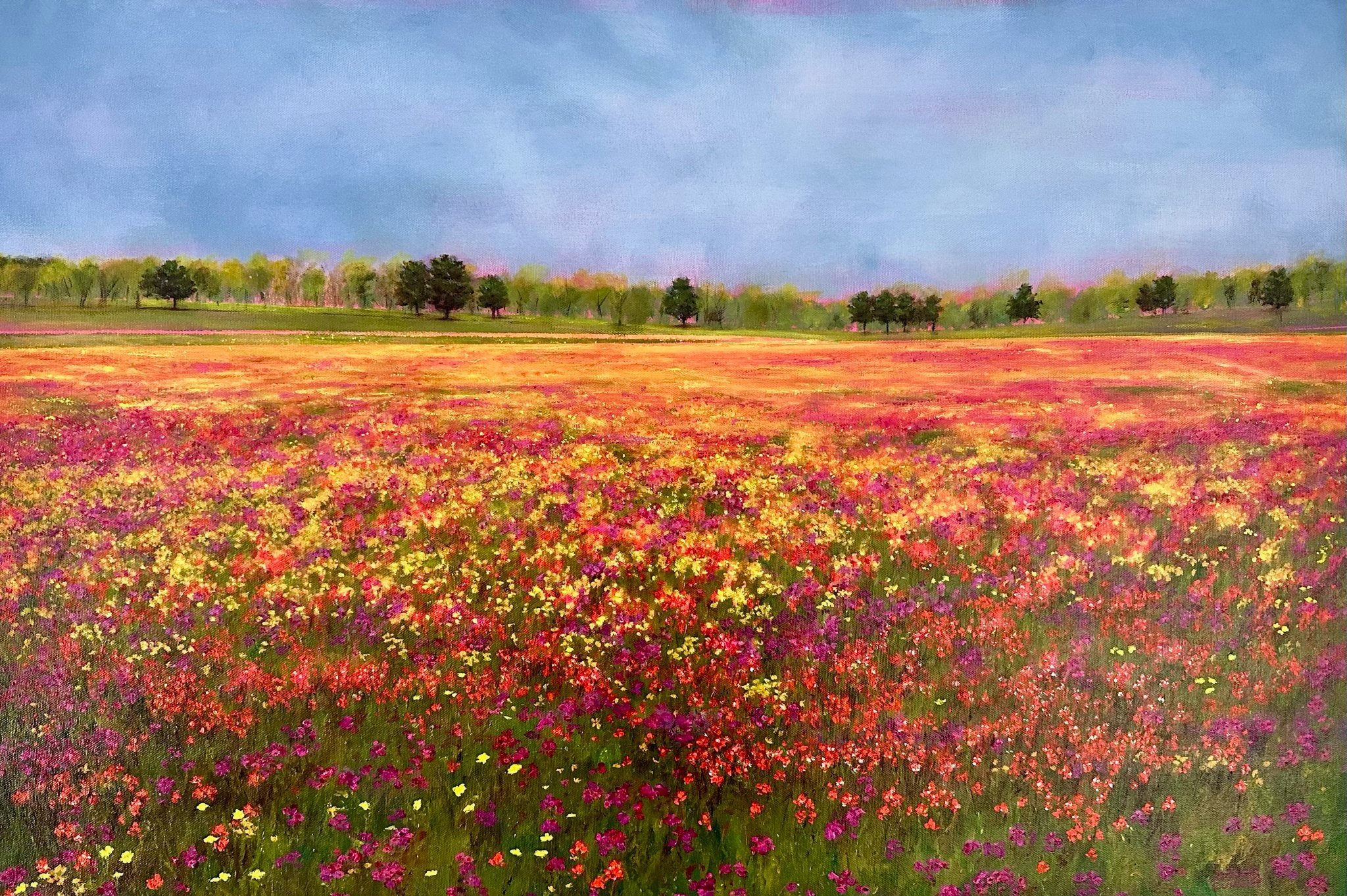 "Spring Flowers" (24"x36") on Canvas