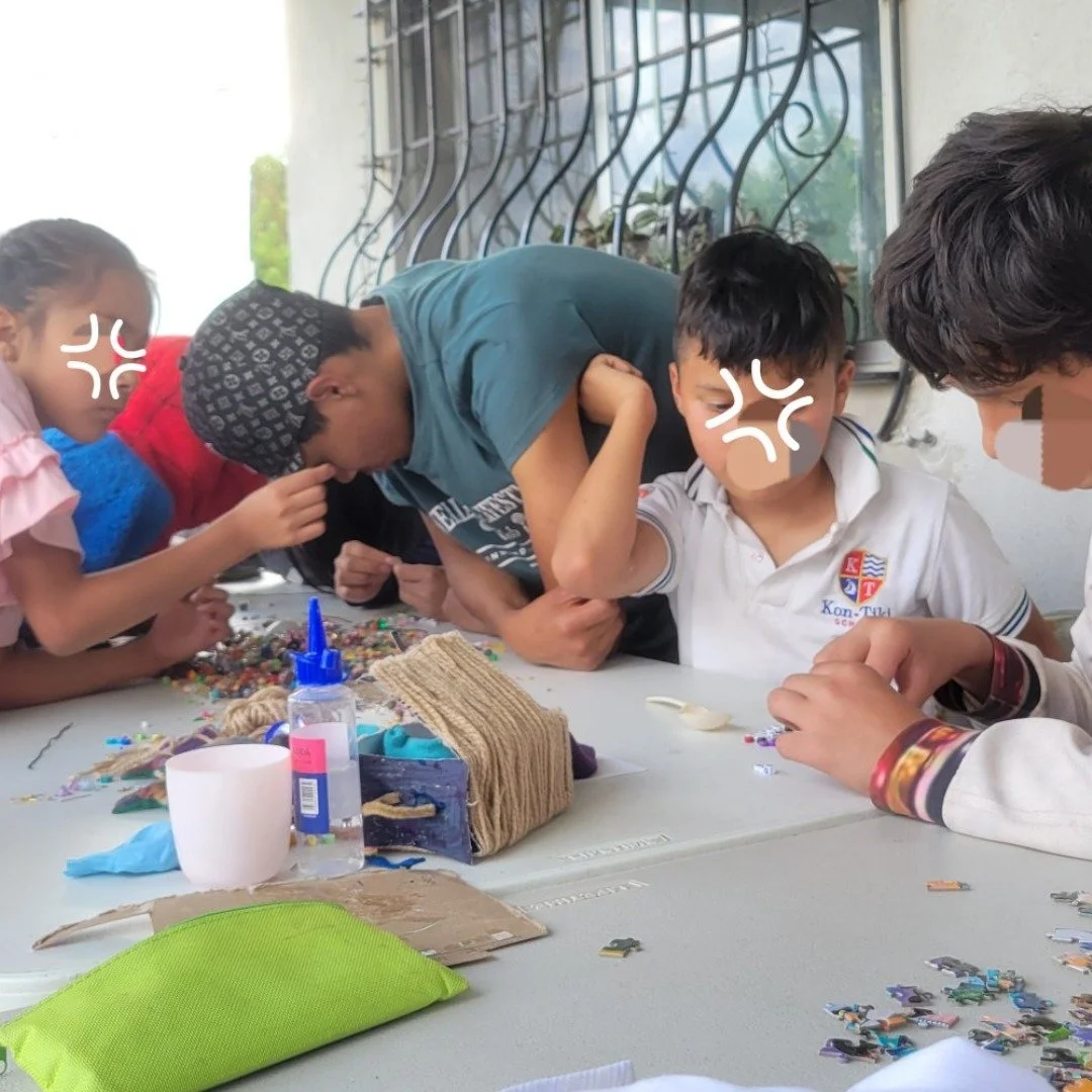One of my kids was using beads to craft after church.  Soon, all the kids began to make bracelets.