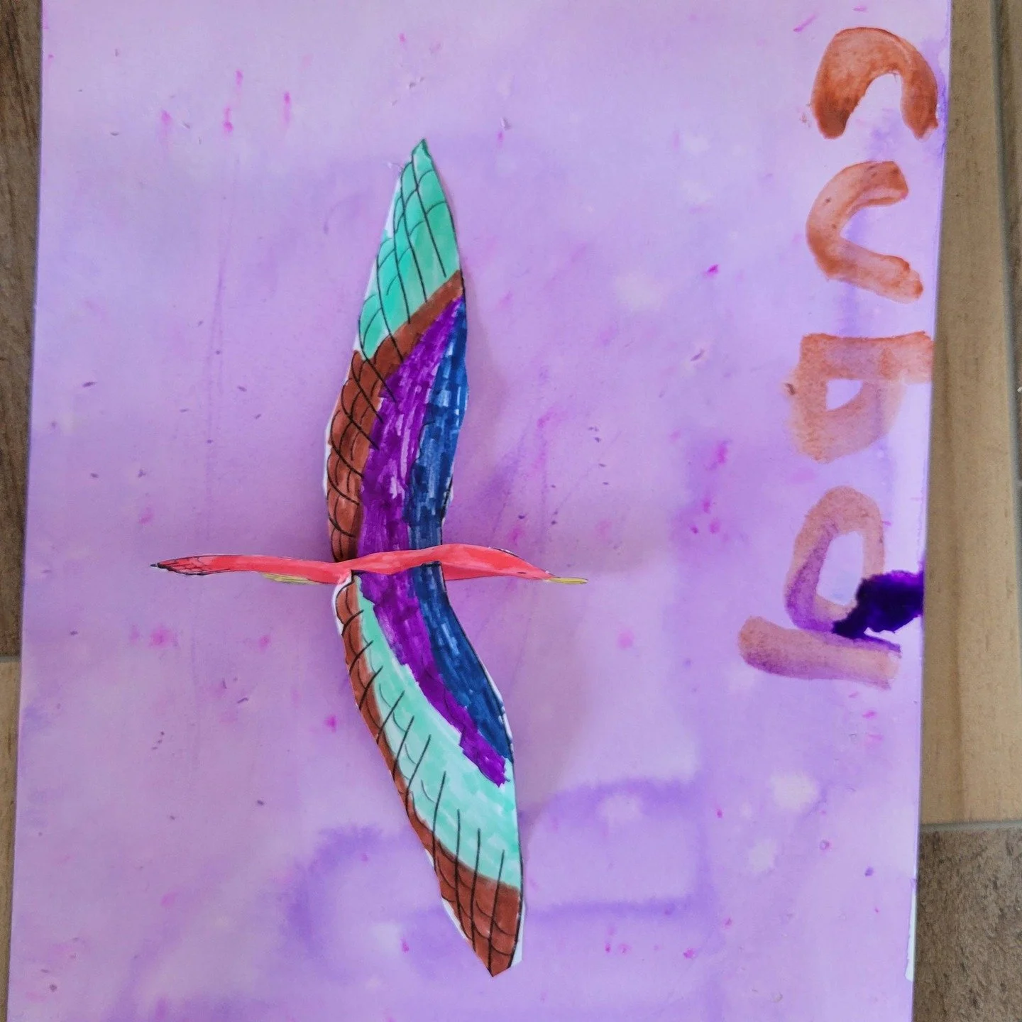 In art and culture class,  the students (ages 2 - adult) learned about the Falkland Islands (Malvinas) and made ocean scenes with albatrosses.