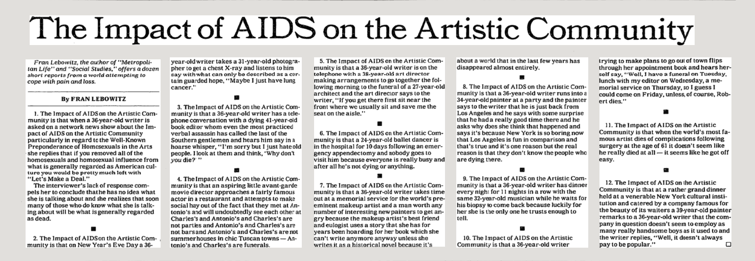 screen shot of an op ed by Fran Leibowitzclick photo to enlarge