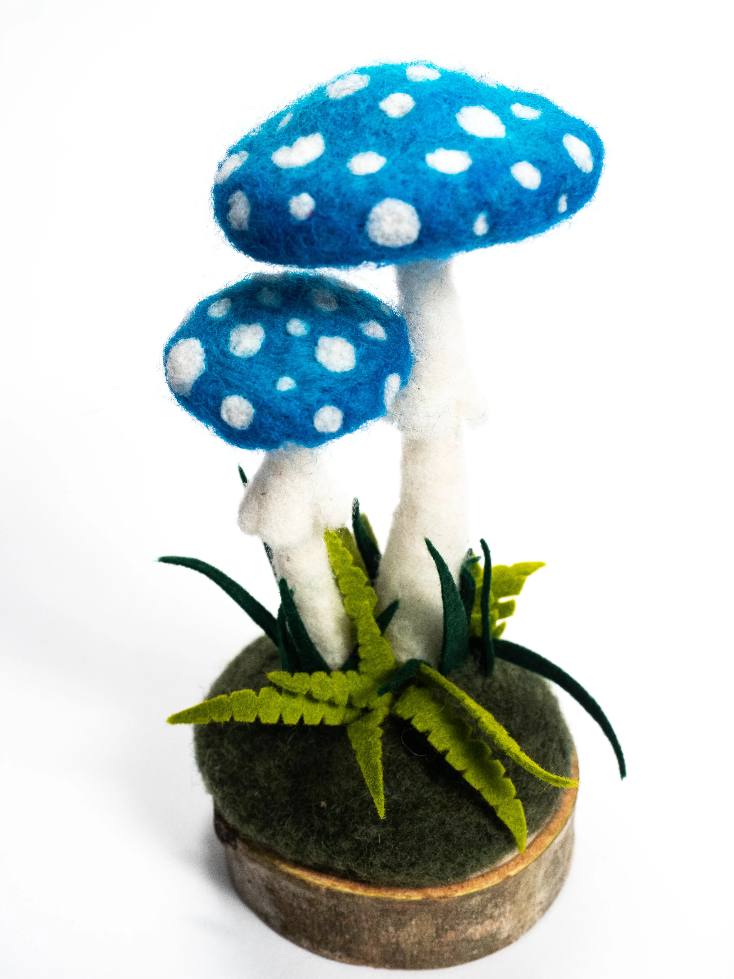 Blue Spotted Mushroom Sculpture