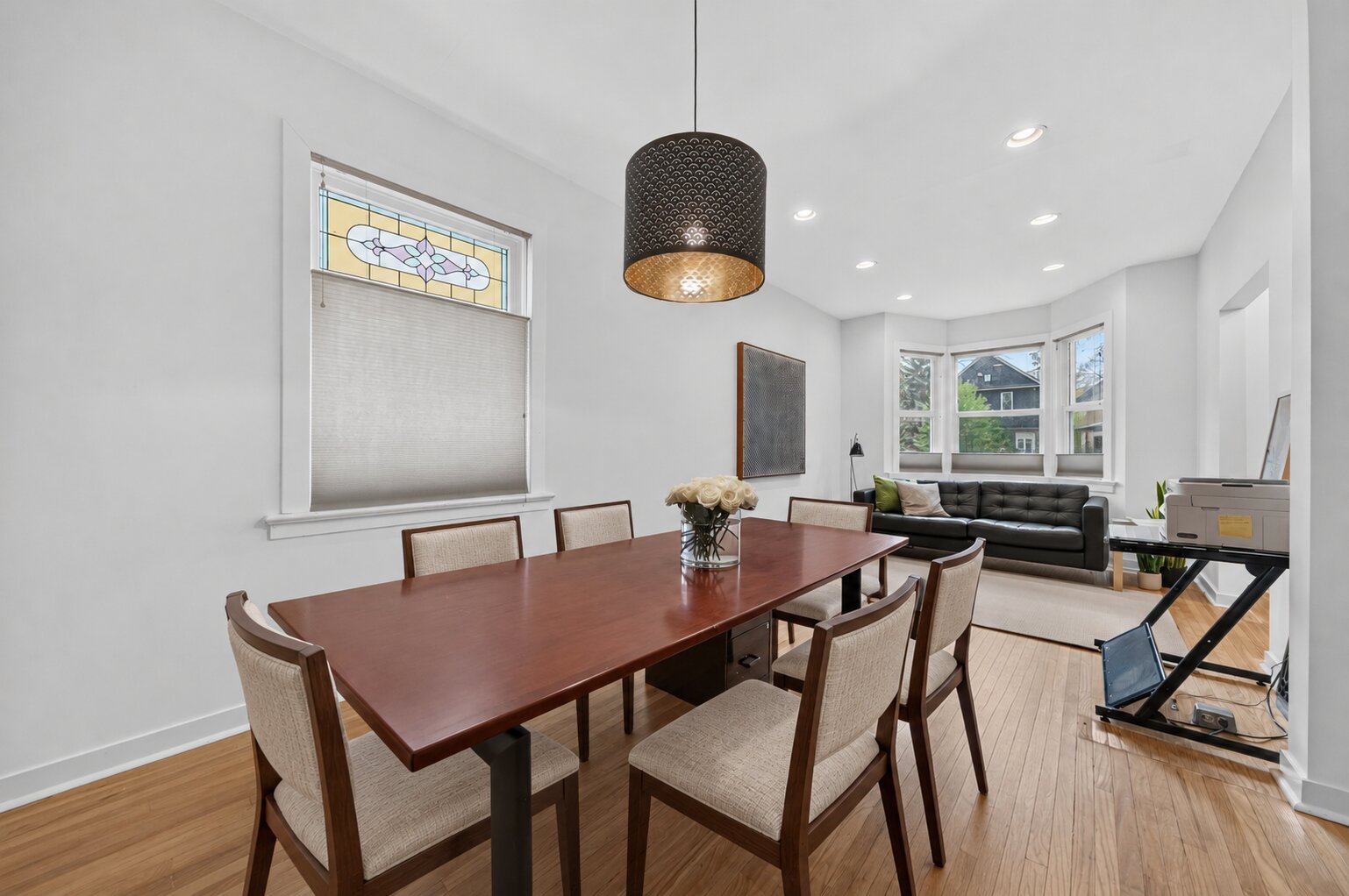 Dining table with matching upholstered chairs.jpg