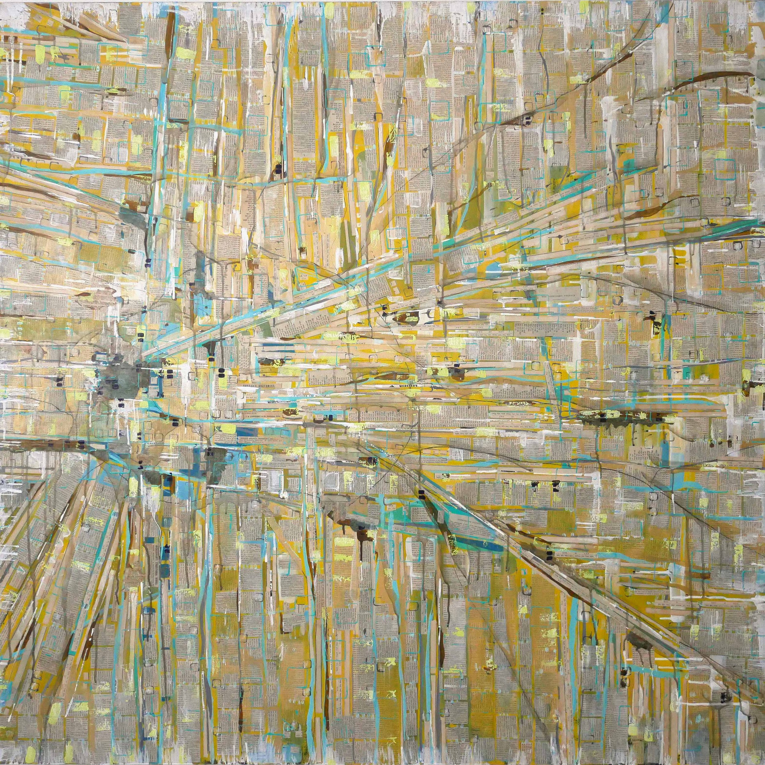 "Can I Have A Word" | 60"x60" | acrylic, ink an early edition of Webster's Dictionary and Speller