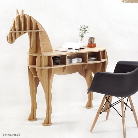 Horse desk and shelving. - if it’s hip, it’s here
