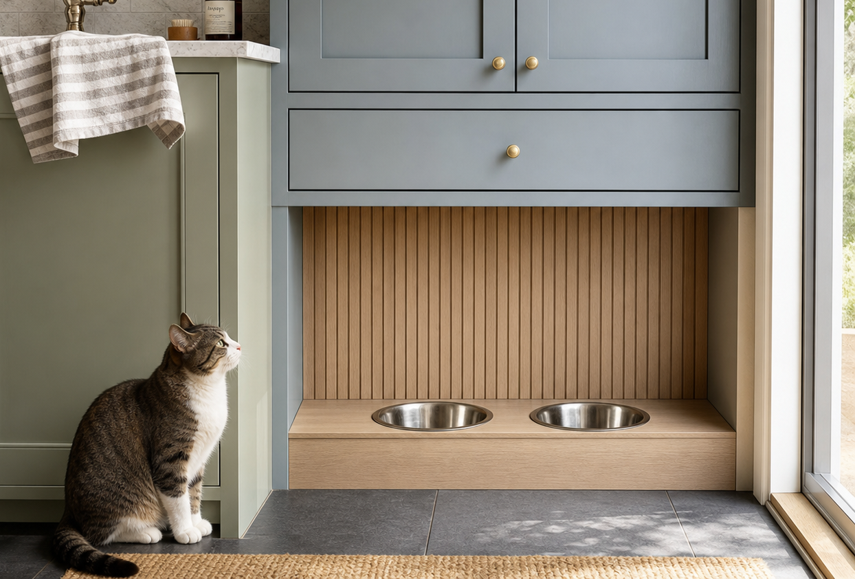 Pet Feeding Nook: How to Stop the Dog + Cat Bowls Migrating Around Your House
