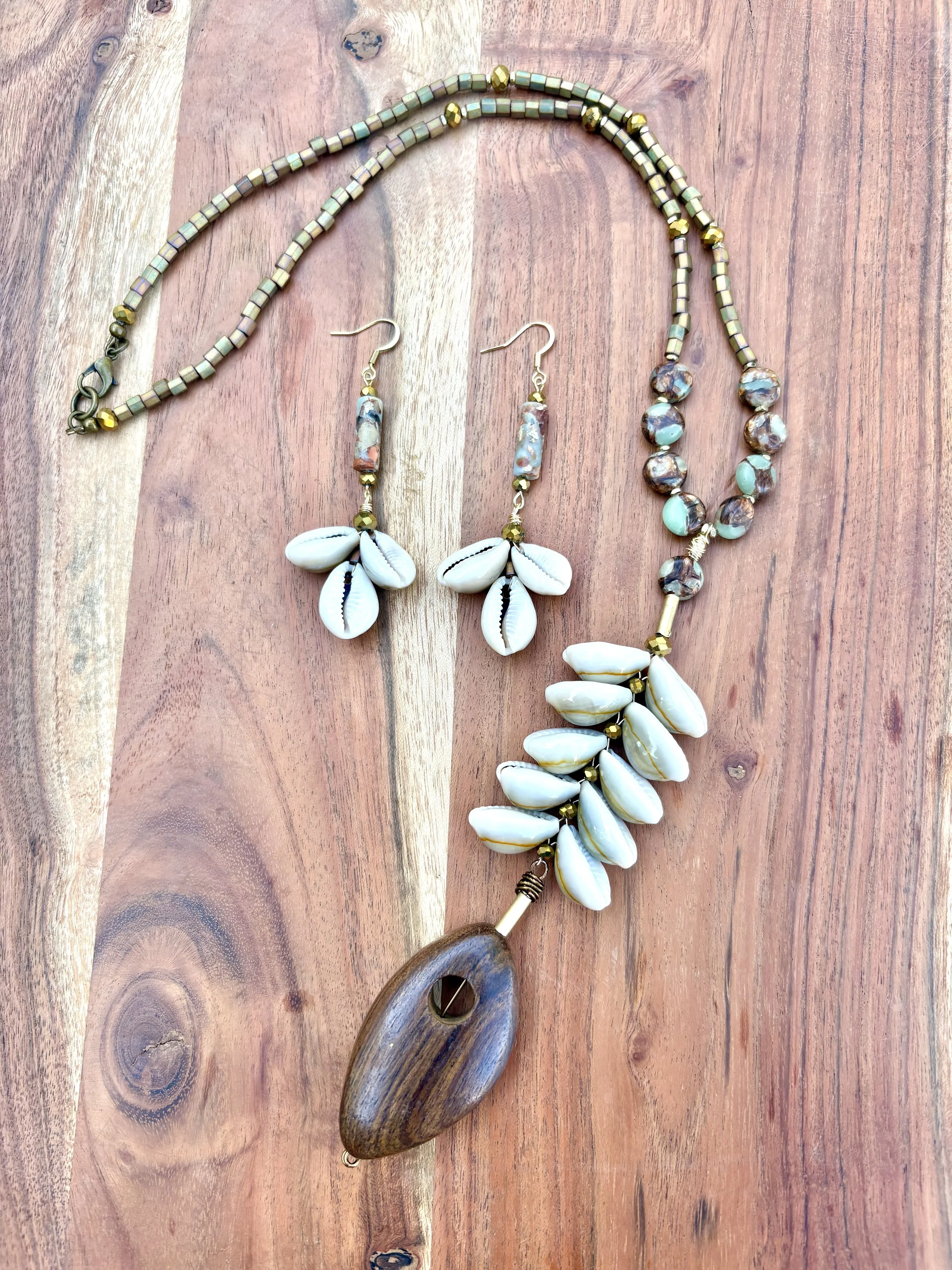 Earthy Jasper Cowrie Necklace