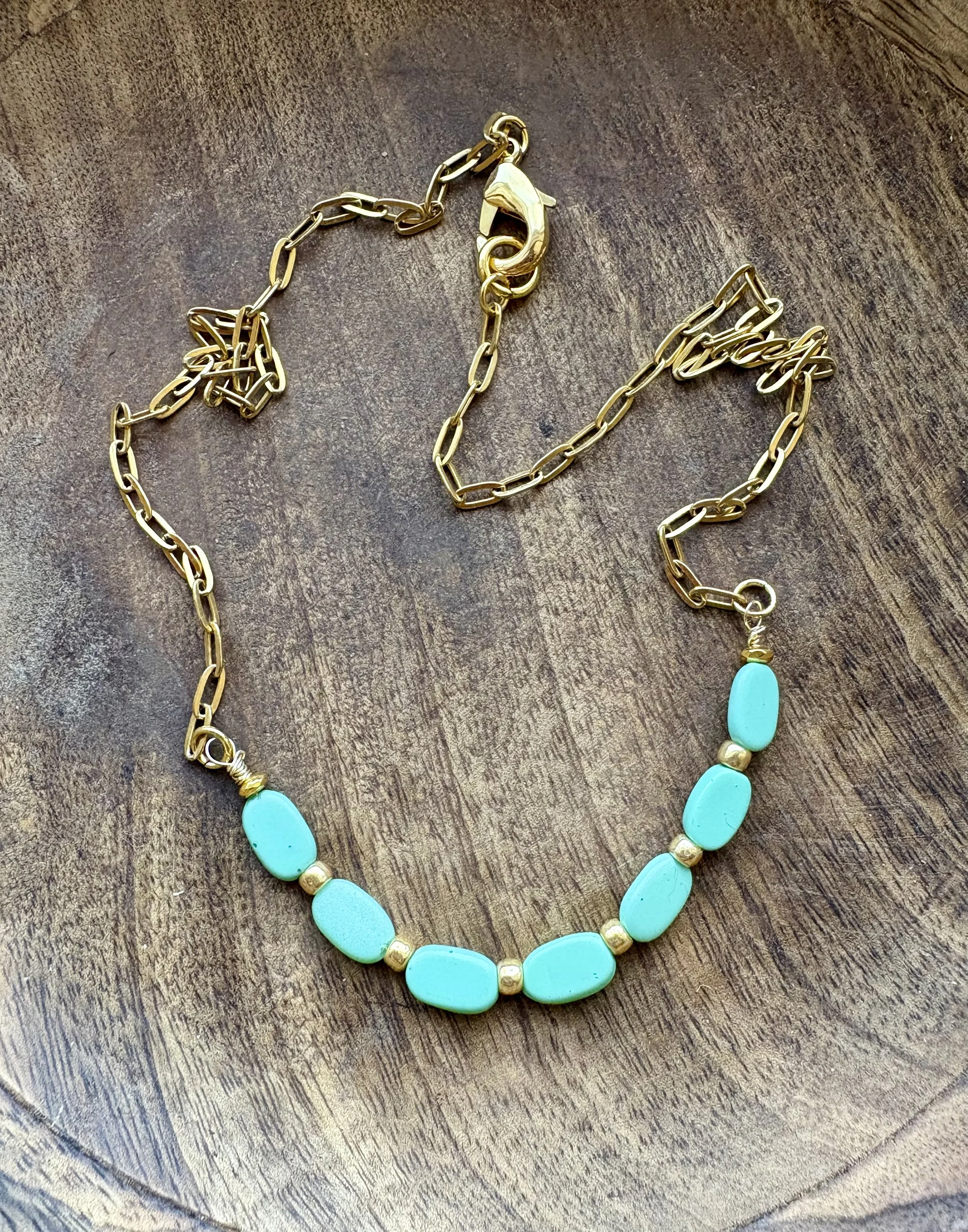Golden Turquoise Chain Necklace