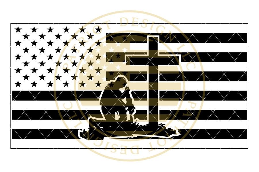 Kneeling Soldier at the Cross Flag — Patriot Nation Designs