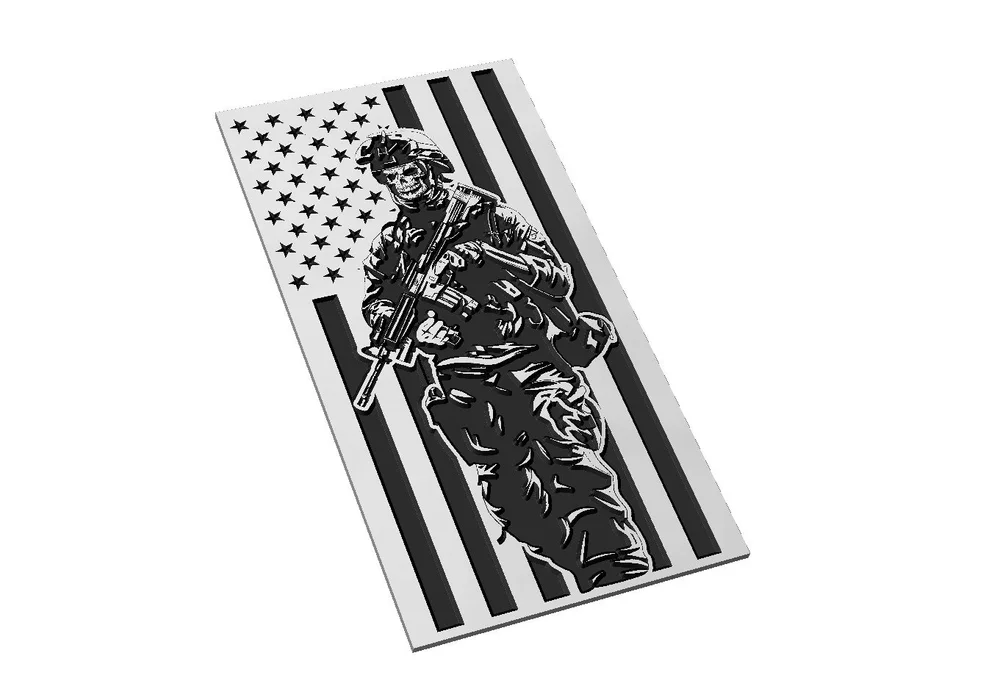 Vertical American Flag Black And White