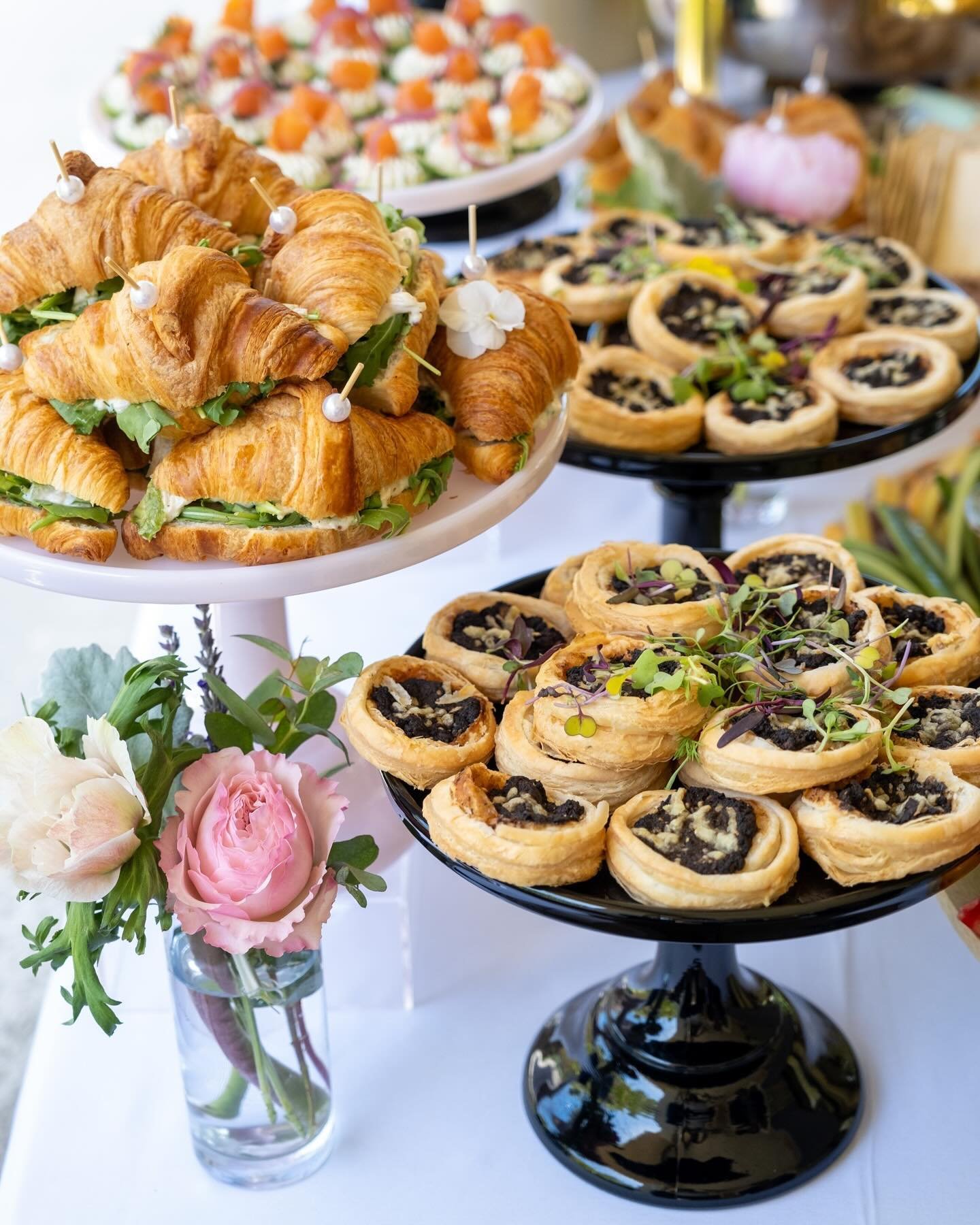 Swipe to get a closer look at this stunning spread our team put together for a French country-inspired bridal shower. 💗

💗 TMC Grazing Boards
💗 Shrimp Provencal Skewers
💗 Salmon Canap&eacute;s
💗 Mushroom Bouche
💗 Chicken Salad Mini Croissants

