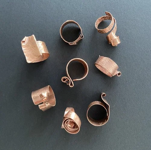 CURVE COLLECTION:  jewellery made of copper—copper kindly supplied by Aaron Bedford from Zanar 