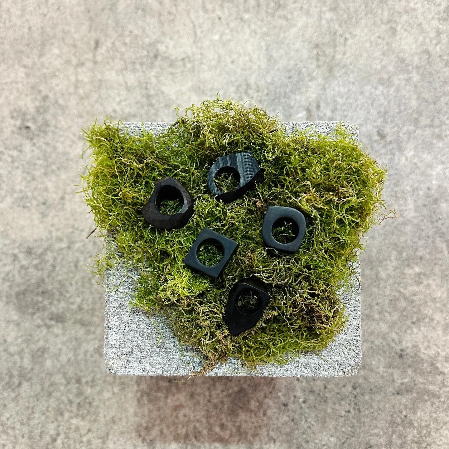 TOUCH COLLECTION: jewellery made of lignum vitae and embony wood  - in collaboration with sculptor artist Gary Hill