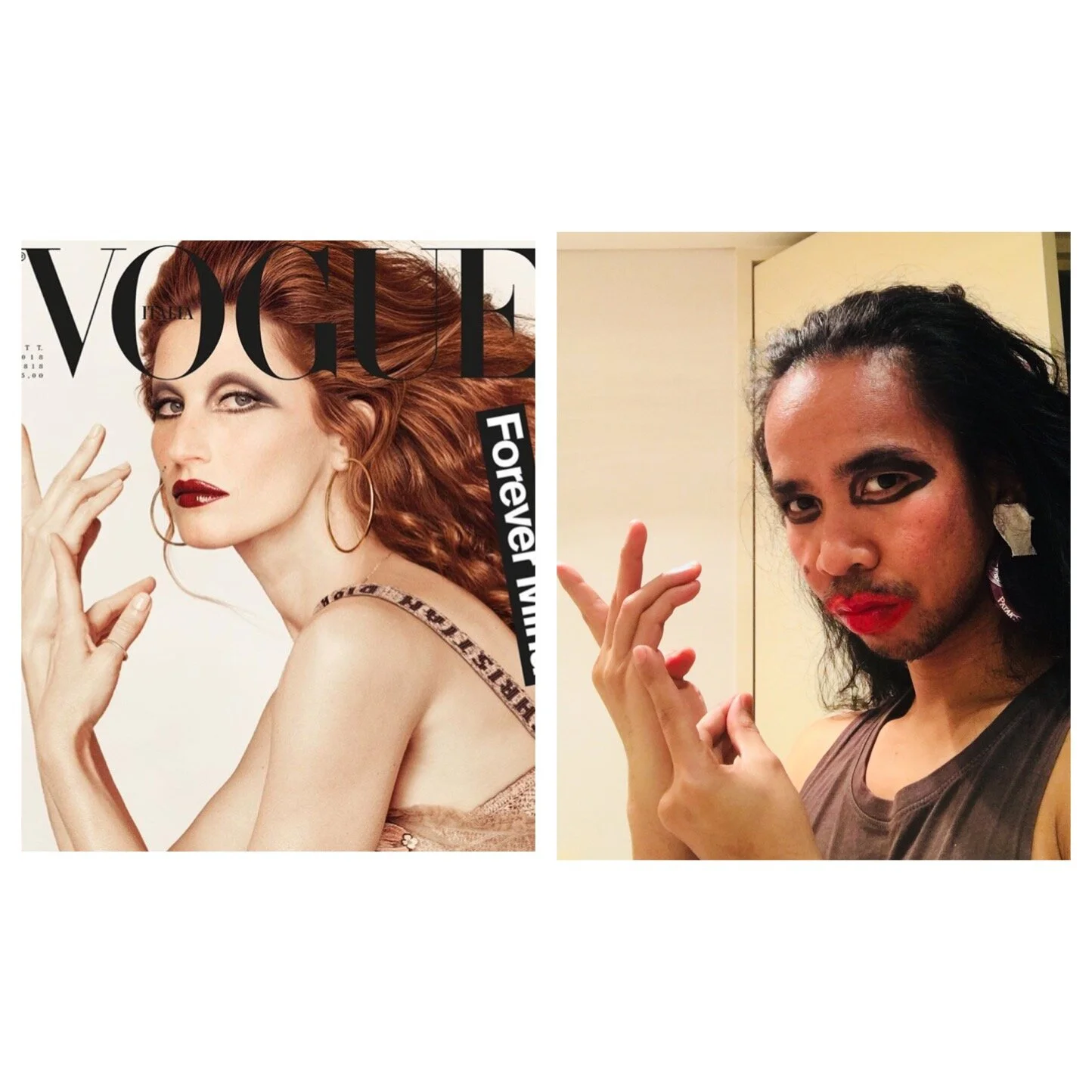 Supermodel of the world, make up by a 5 year old. 