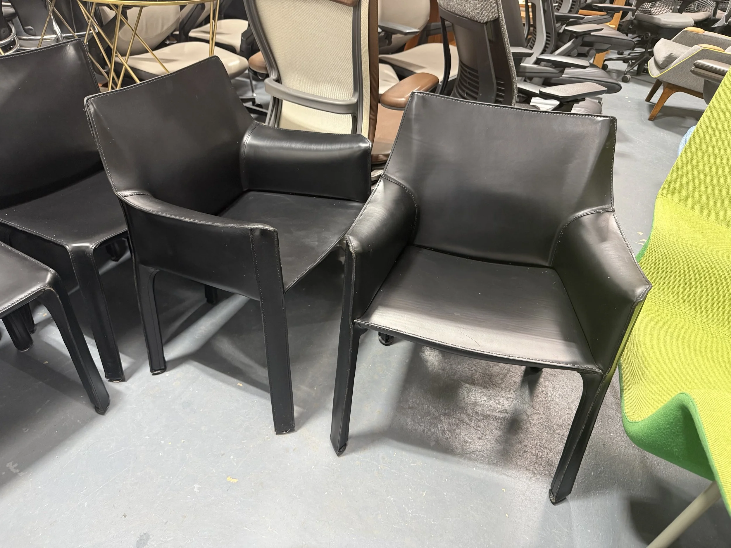 Cassina Cab Leather Arm Chairs PAIR — WANNASOFA