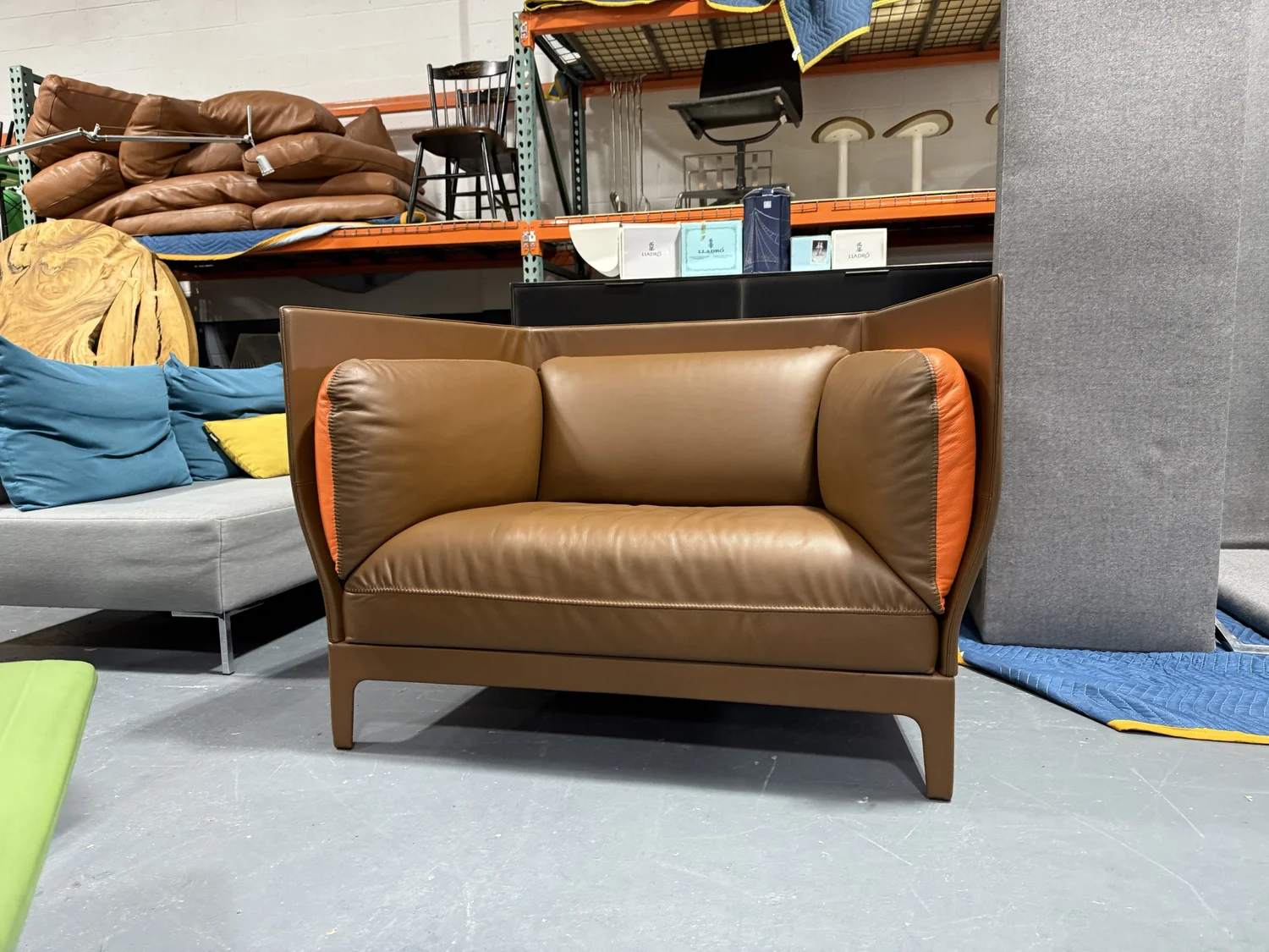 Poltrona Frau Leather Wide High Back ALONE Lounge Arm Chair