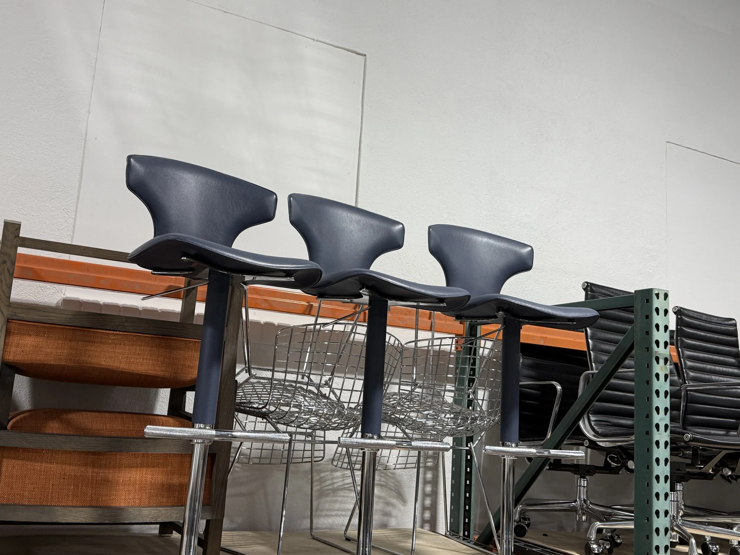 Poltrona Frau Leather Height Adjustable Stools SET OF 3