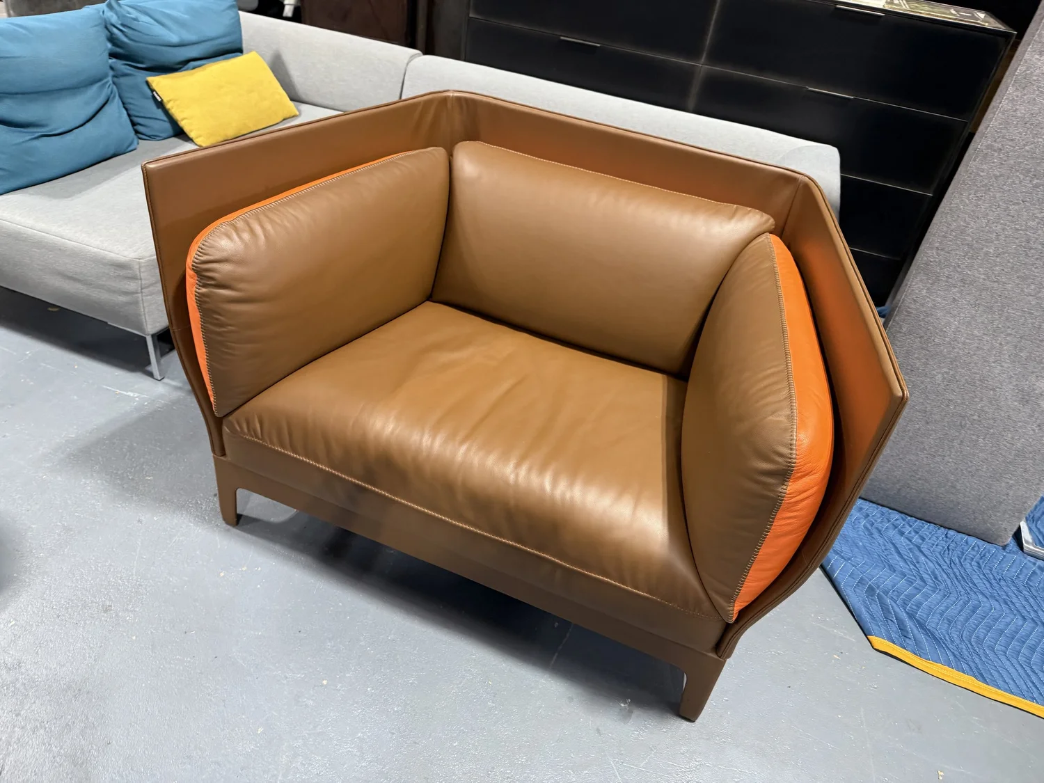 Poltrona Frau Leather Wide High Back ALONE Lounge Arm Chair