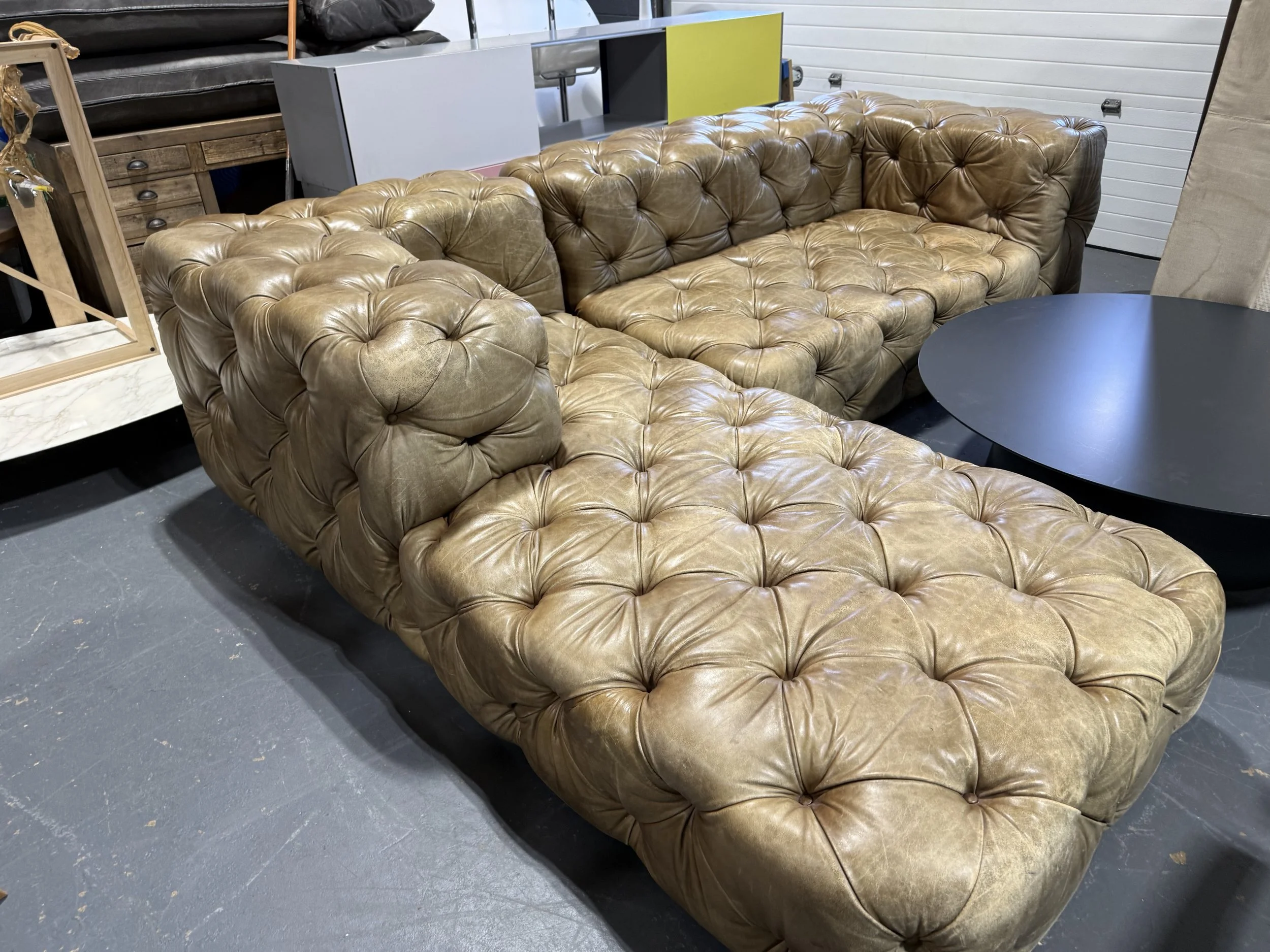 Restoration Hardware SoHo Leather Sectional Sofa 2 PCS